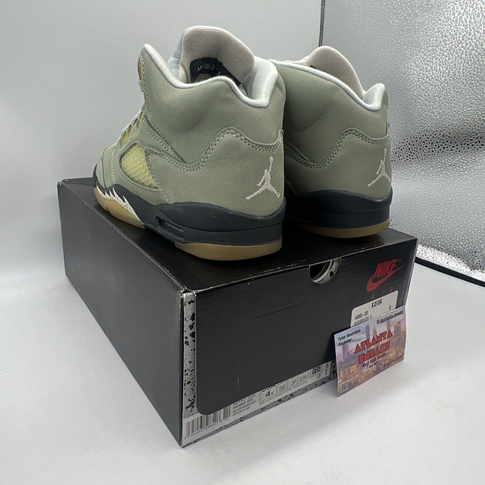 Size 4Y - Jordan 5 JADE HORIZON 2022 Brand New Og All Grey Suede  Desert Sand