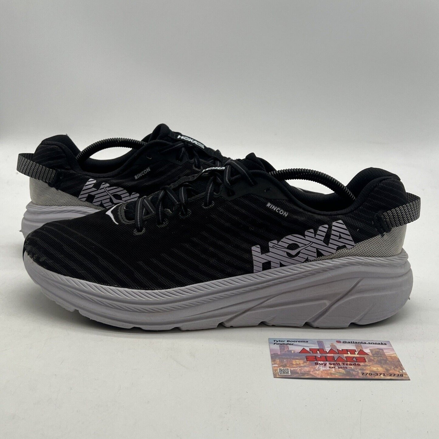 Size 11.5 - Hoka One One Rincon Running Shoes Black/White (1102874)