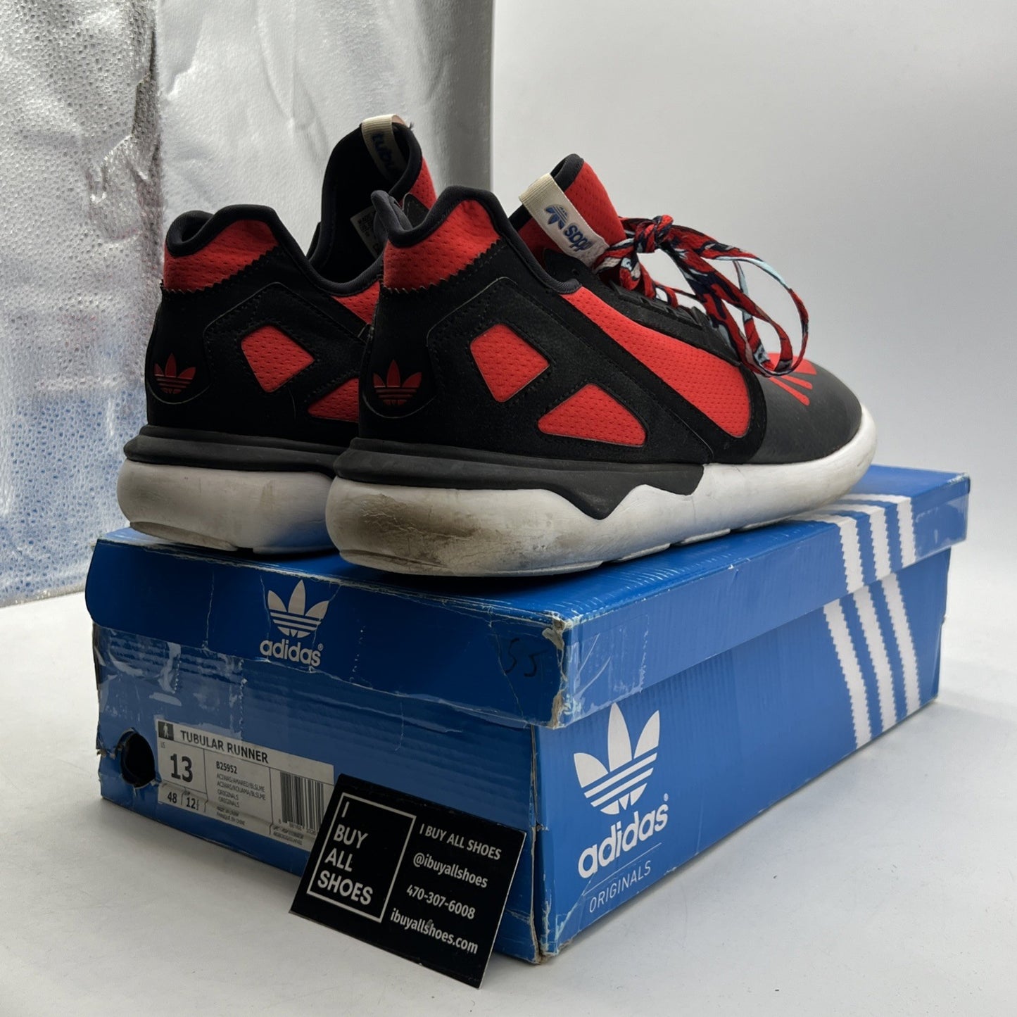 Size 13 - Adidas Tubular Runner Red Black (B25952)