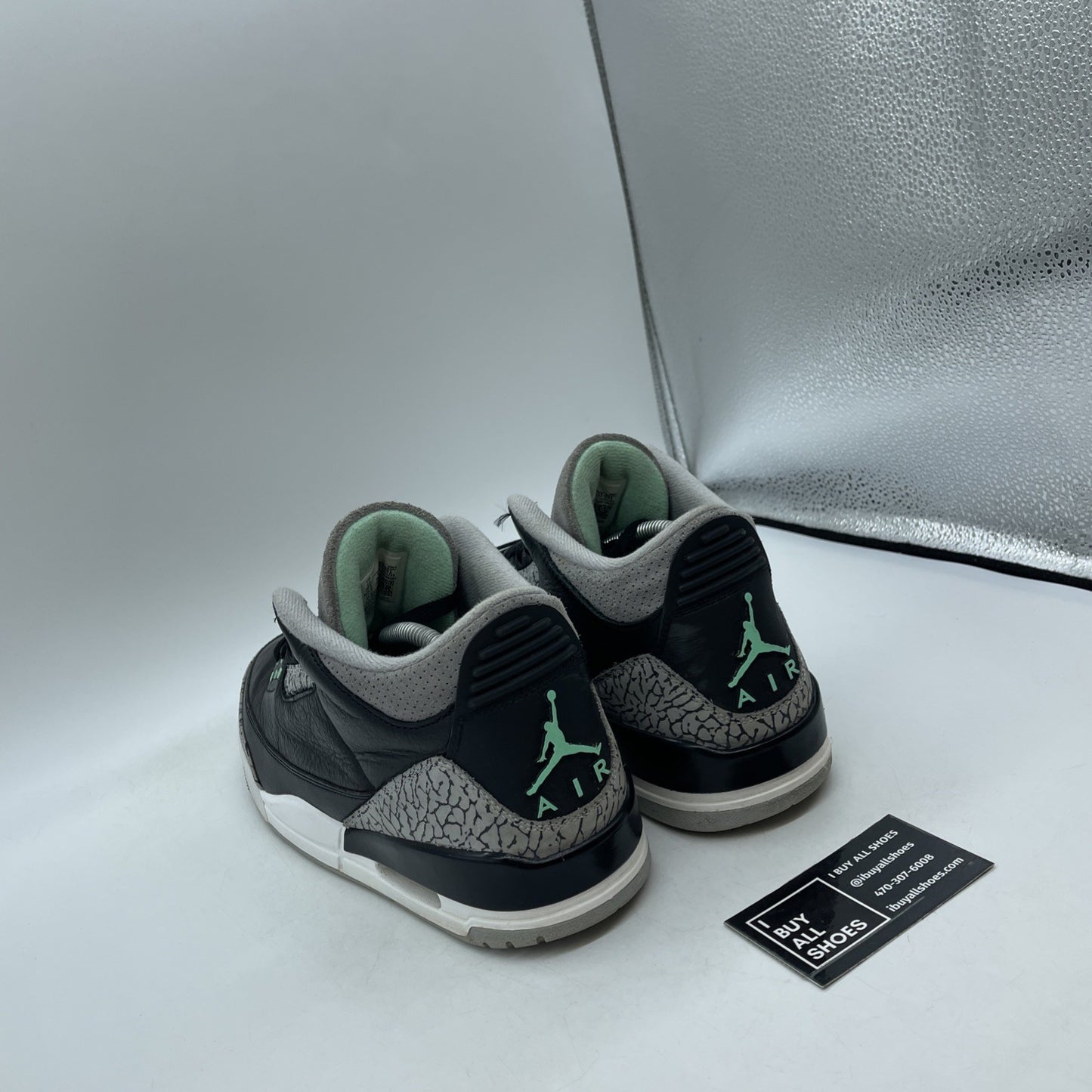 Size 10 - Air Jordan 3 Retro Green Glow Black Grey Suede Leather (CT8532-031)