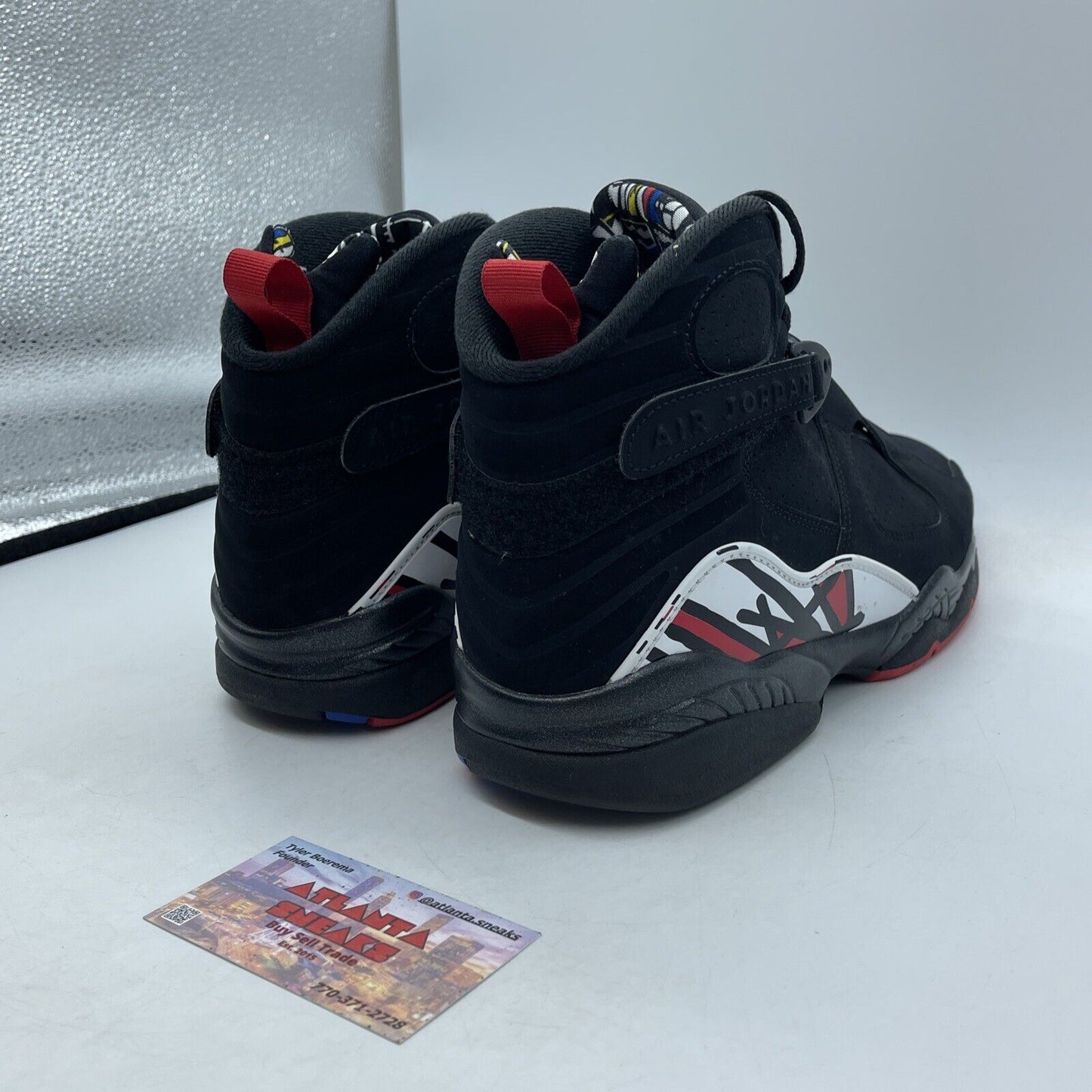 Size 10.5 - Jordan 8 Retro Mid Playoff White Black Red Blue Suede (305381-062)