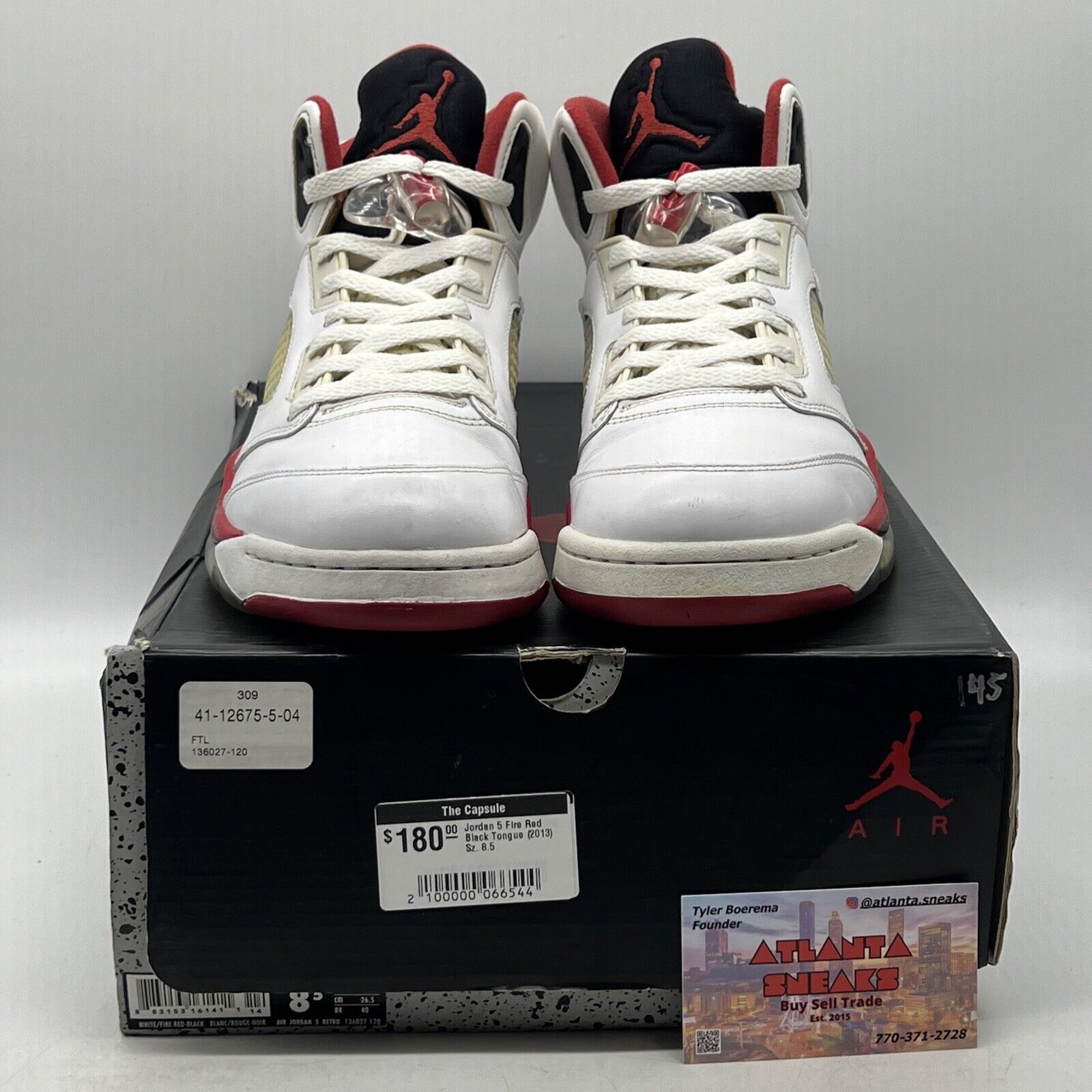 Size 8.5 - Air Jordan 5 Retro 2013 Fire Red Black Leather (136027-120)