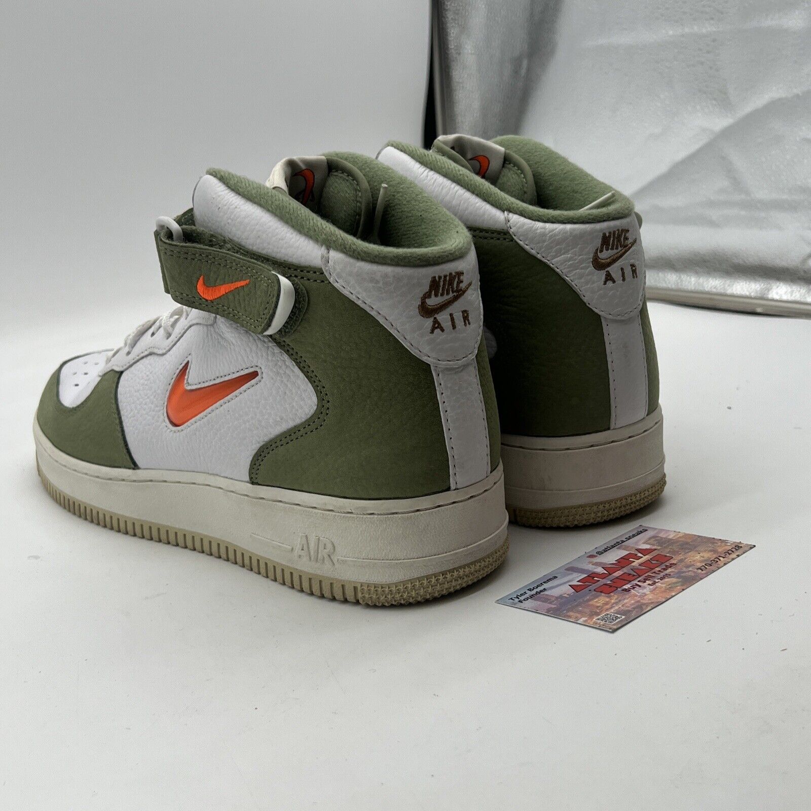 Size 11.5 - Nike Air Force 1 QS Mid Oil Green Orange (DQ3505-100)