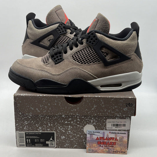 Size 11 - Jordan 4 Retro Mid Taupe Haze White Black Red (DB0732-200)