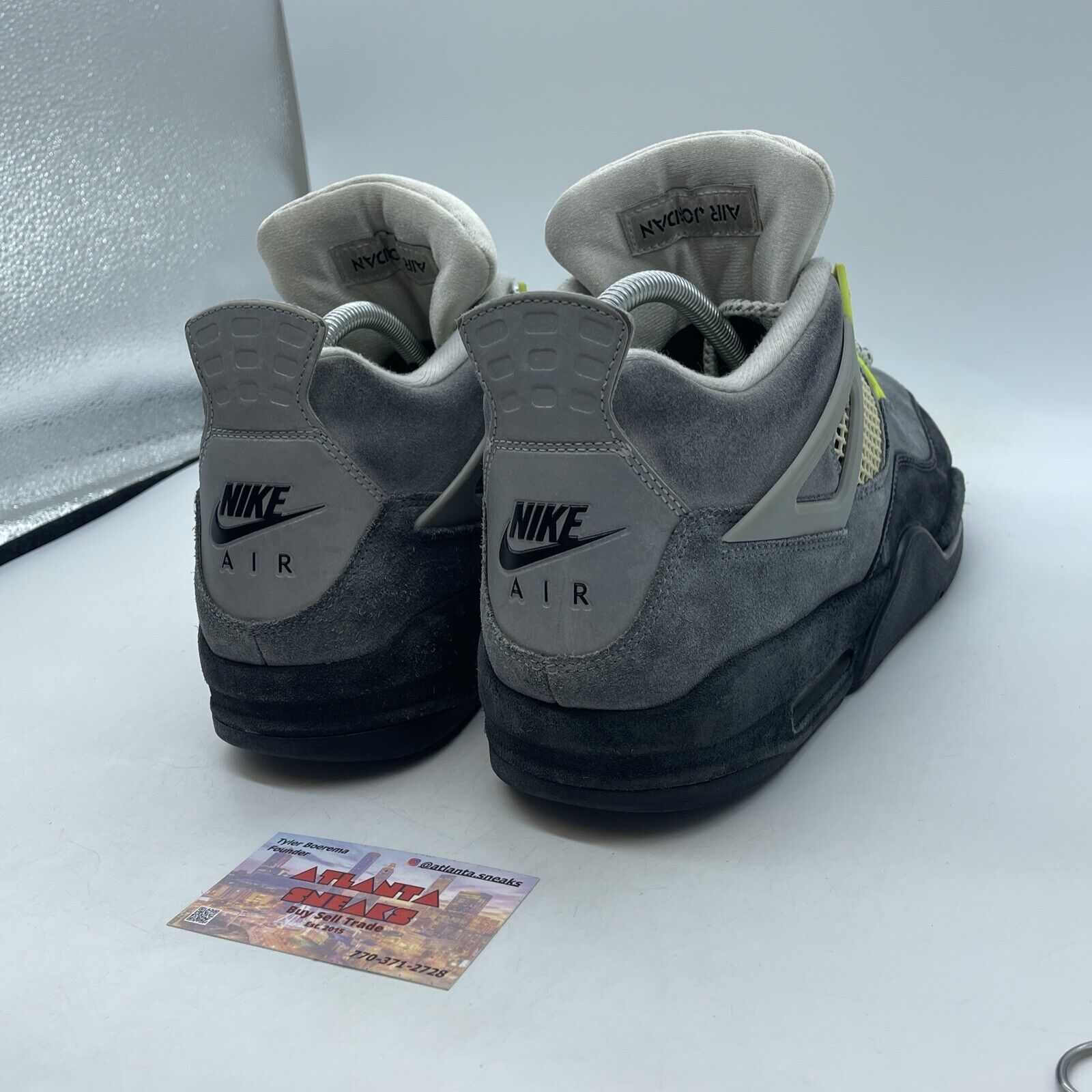 Size 12 - Jordan 4 Retro SE Mid Neon 95 Black Grey Suede Leather (CT5342-007)