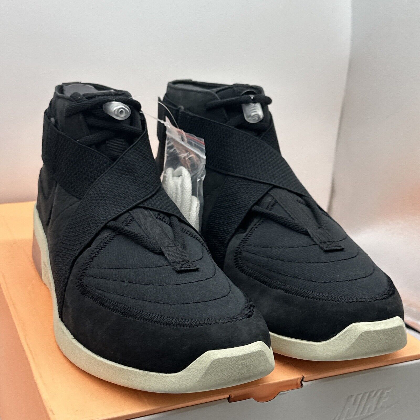 Size 13 - Nike Air Fear of God Raid Black 2019 Suede Cream Black Rare OG All