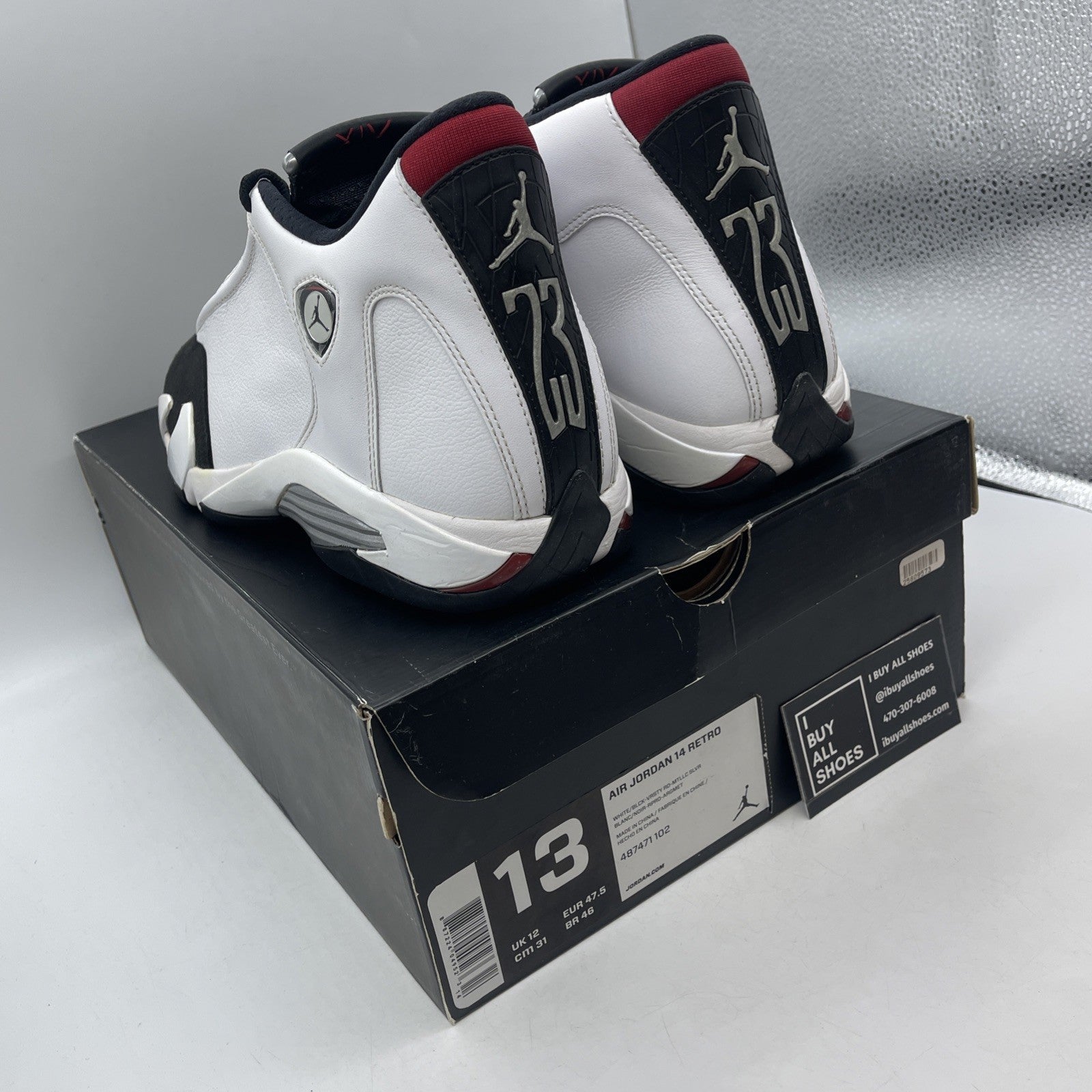 Size 13 - Air Jordan 14 Retro 2014 Black Toe (487471-102)