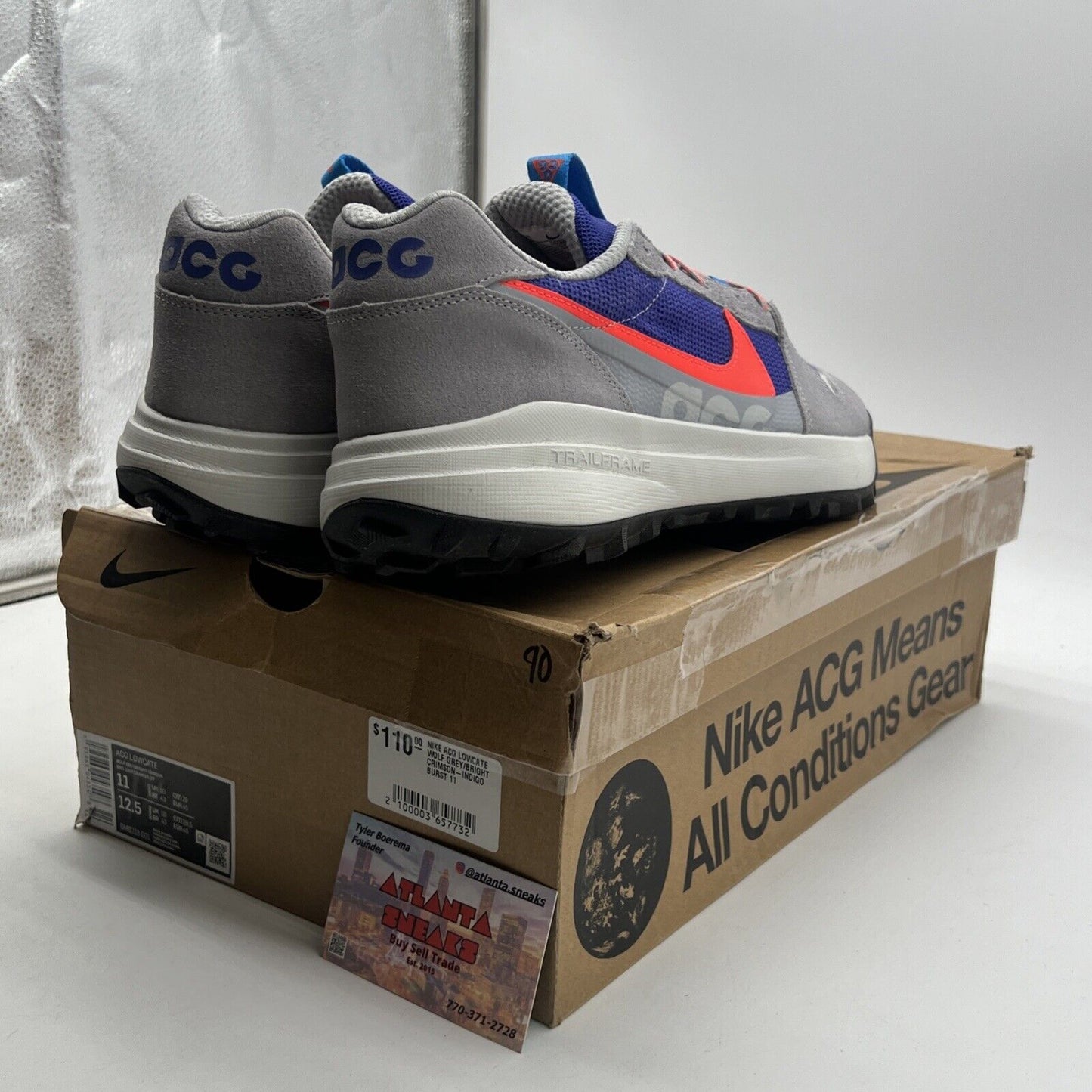 Size 11 - Nike ACG Lowcate "Wolf Grey and Bright Crimson” (DM8019-001)