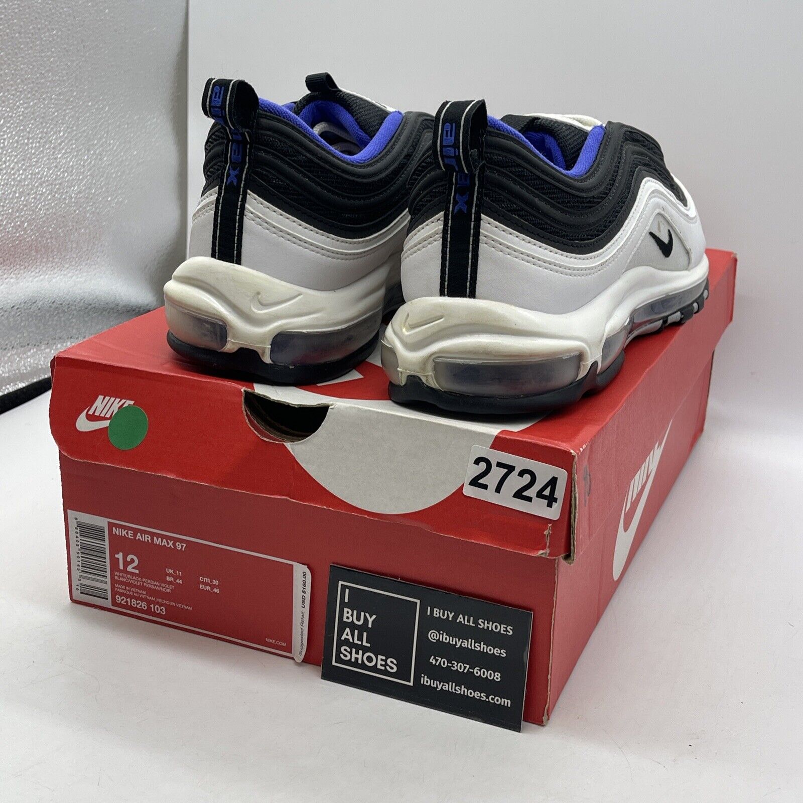 Size 12 - Nike Air Max 97 Persian Violet Black White Purple Suede (921826-103)
