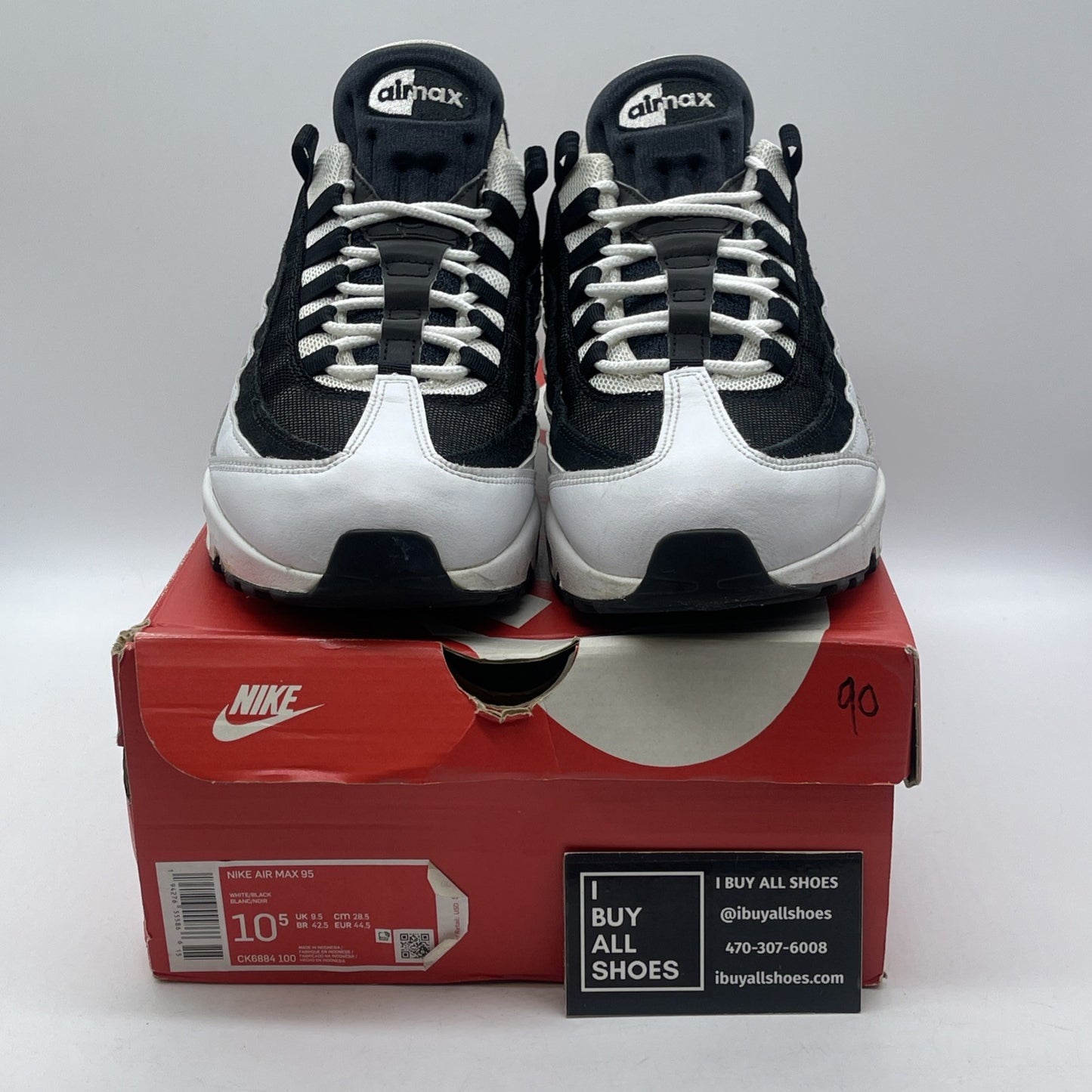 Size 10.5 - Nike Air Max 95 Ying Yang Pack White Black Leather (CK6884-100)