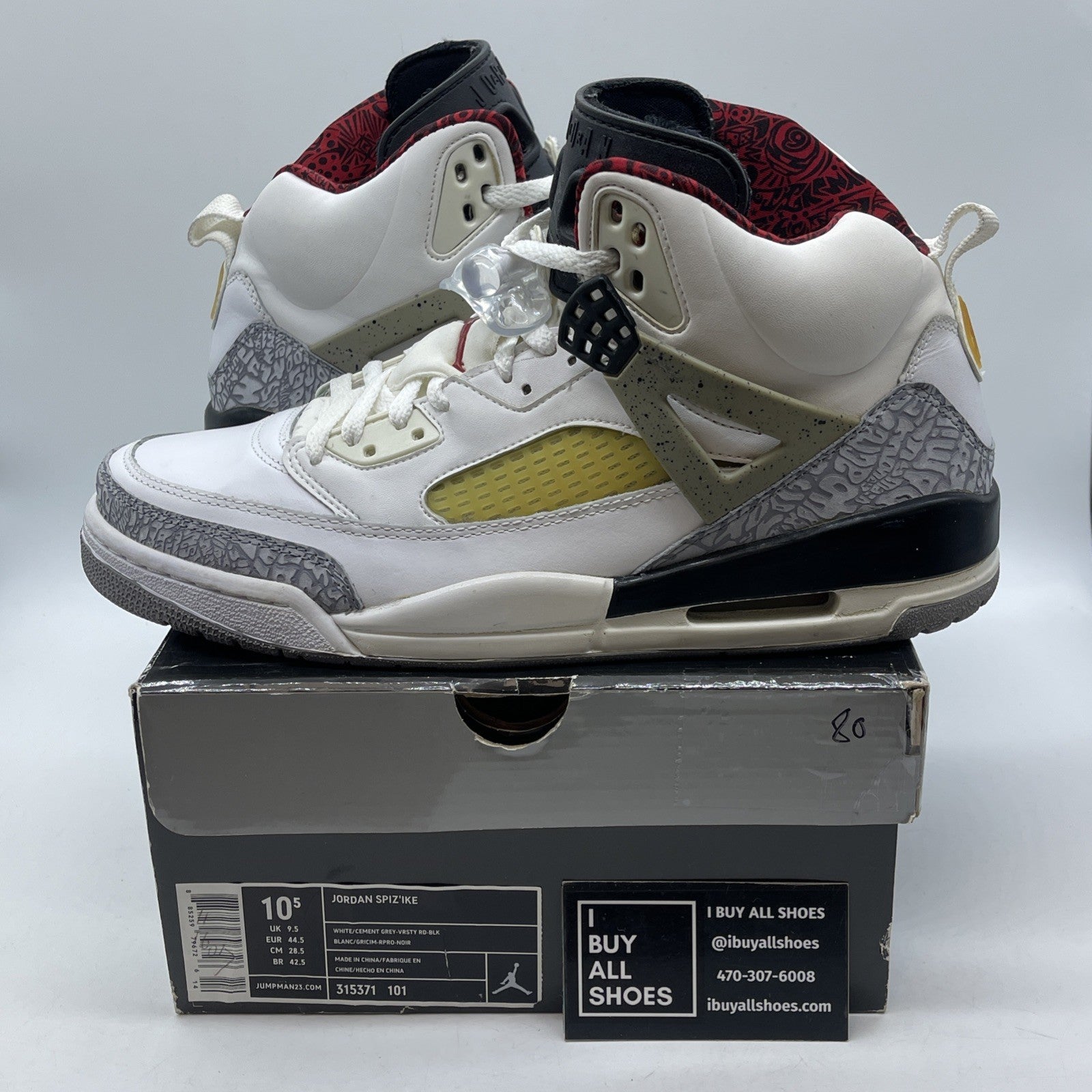 Size 10.5 - Jordan Spizike Cement Grey White Grey Suede Leather (315371-101)
