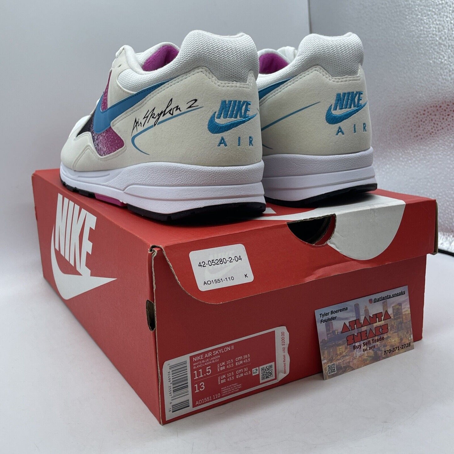 Size 11.5 - Nike Air Skylon 2 Lagoon Fuchsia White Blue Purple (AO1551-110)