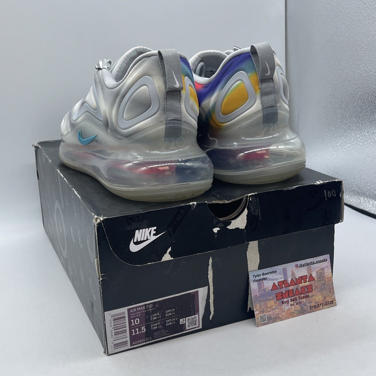 Size 10 - Nike Air Max 720 Pride Grey White Yellow Purple Suede (AO2924-011)