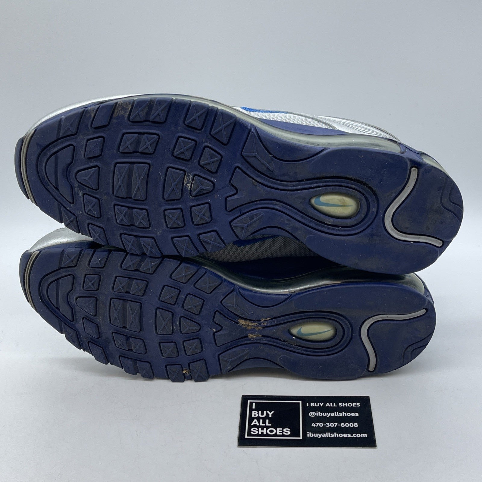 Size 9.5 - Nike Air Max 97 Silver Blue Suede Leather (312641-016)