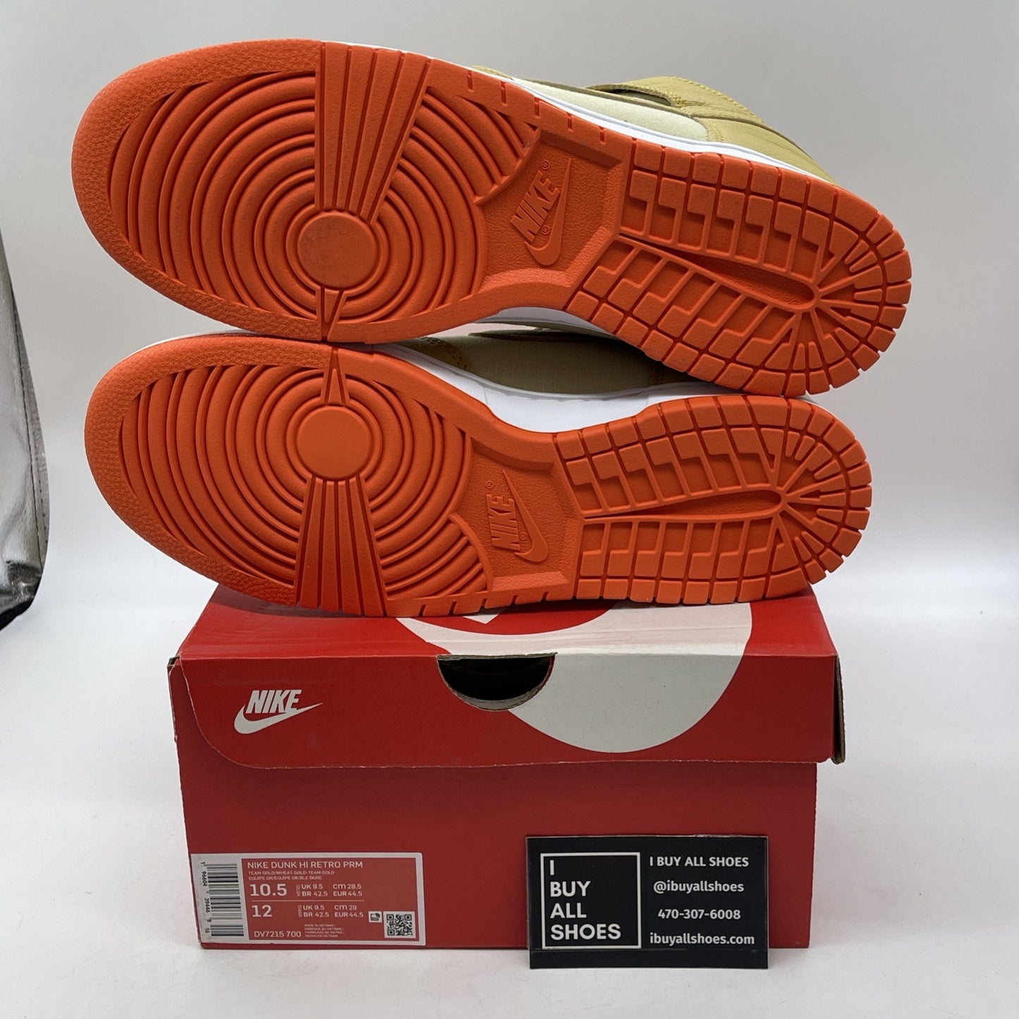 Size 10.5 -  Nike Dunk Hi Retro PRM Wheat Gold Suede Leather  (DV7215-700)