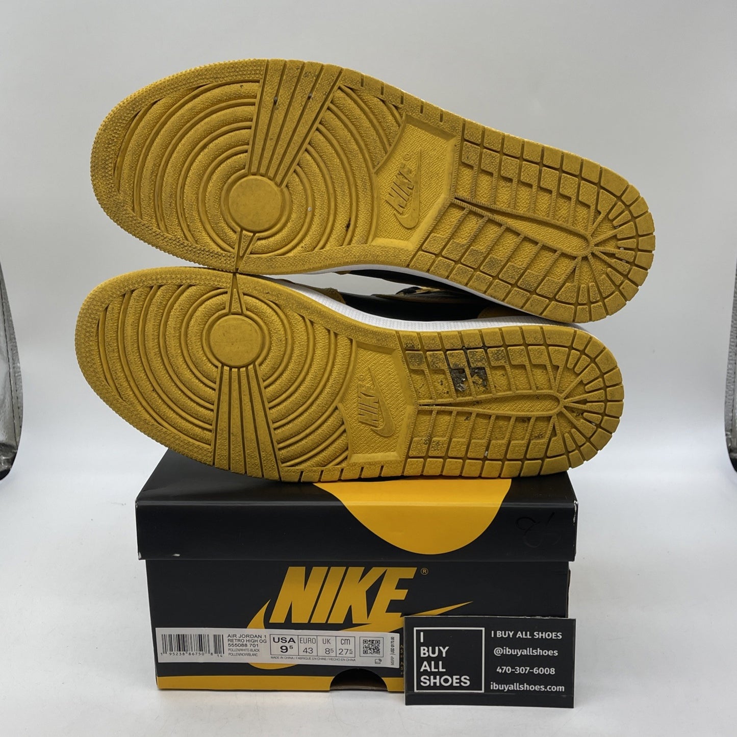 Size 9.5 - Jordan 1 Retro OG High Pollen Yellow Black Leather (555088-701)