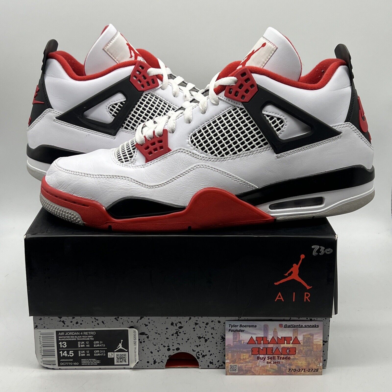 Size 13 - Jordan 4 Retro OG Mid Fire Red Black Red White Leather (DC7770-160)