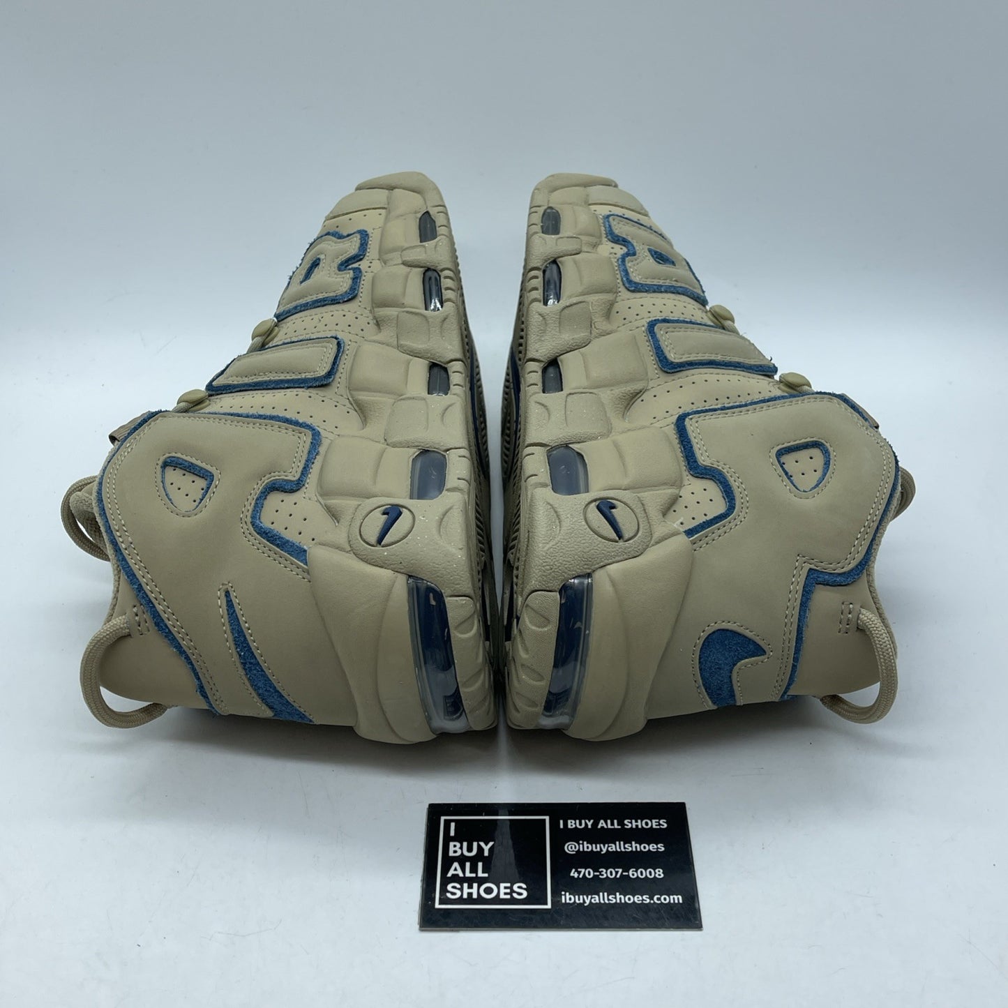 Size 9.5 - Nike Air More Uptempo Limestone Brown Blue Suede (DV6993-200)