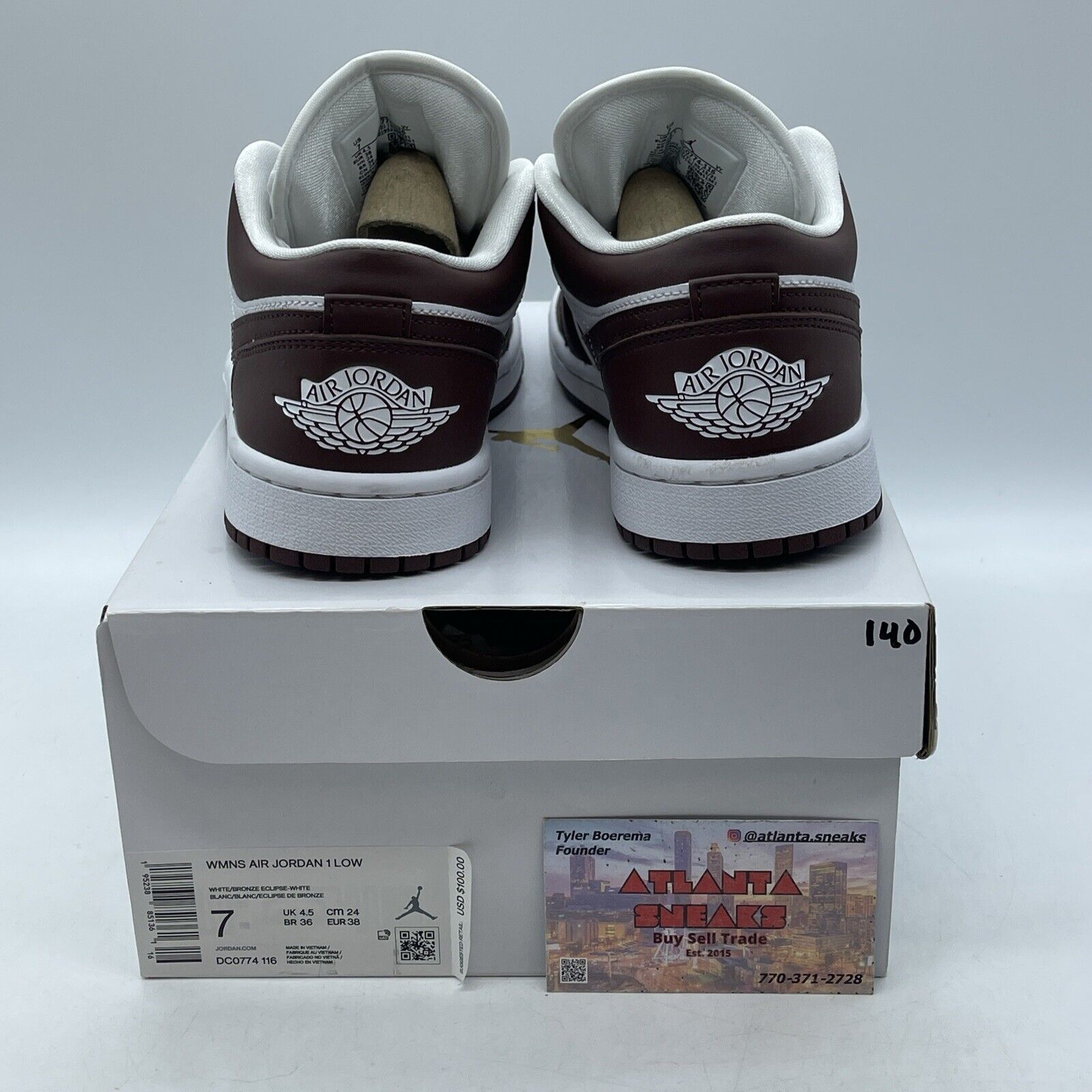 Size 7W - Wmns Air Jordan 1 Low Bronze Eclipse White Brown Leather (DC0774-116)