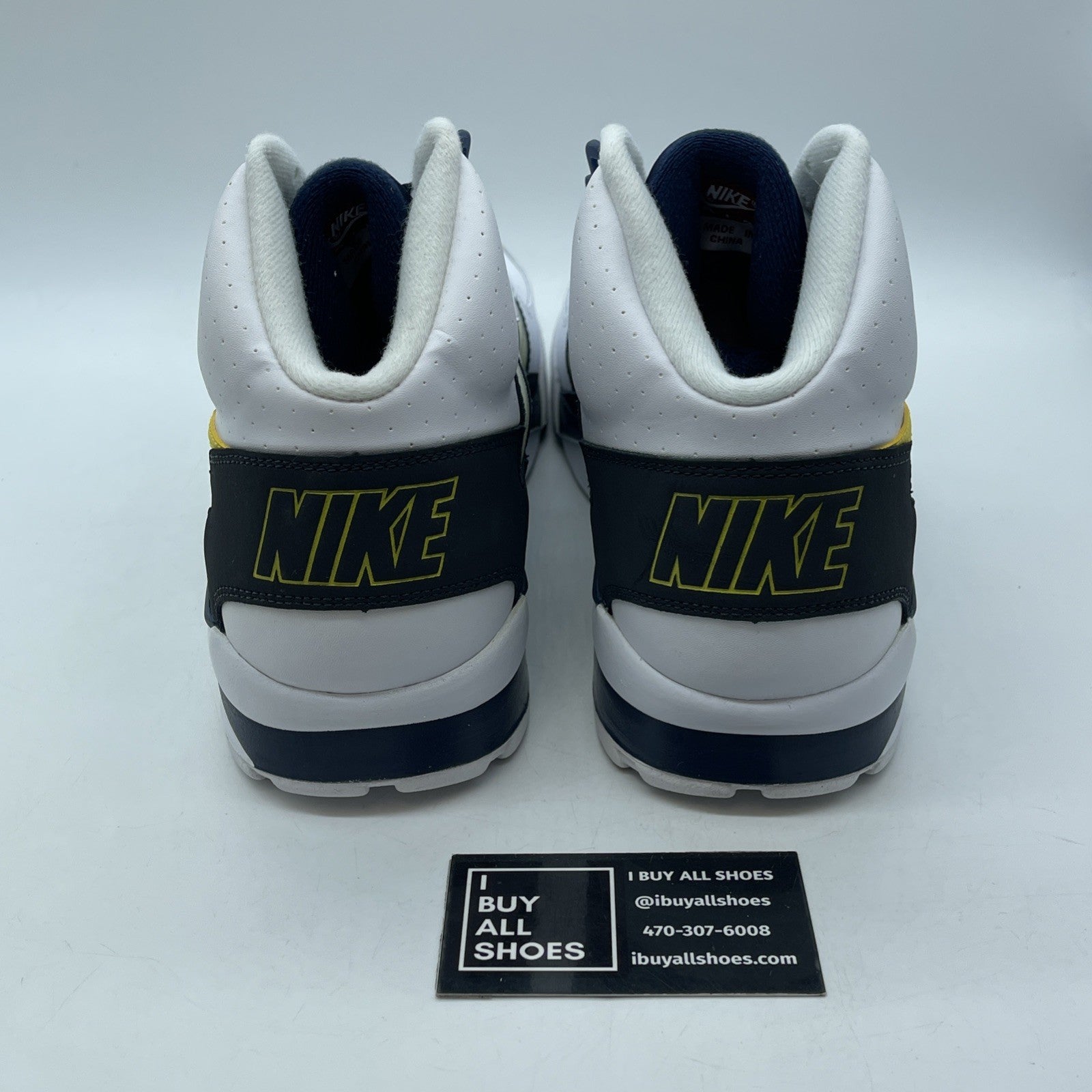 Size 13 - Nike Air Trainer SC High White Black Yellow Suede Leather (302346-110)