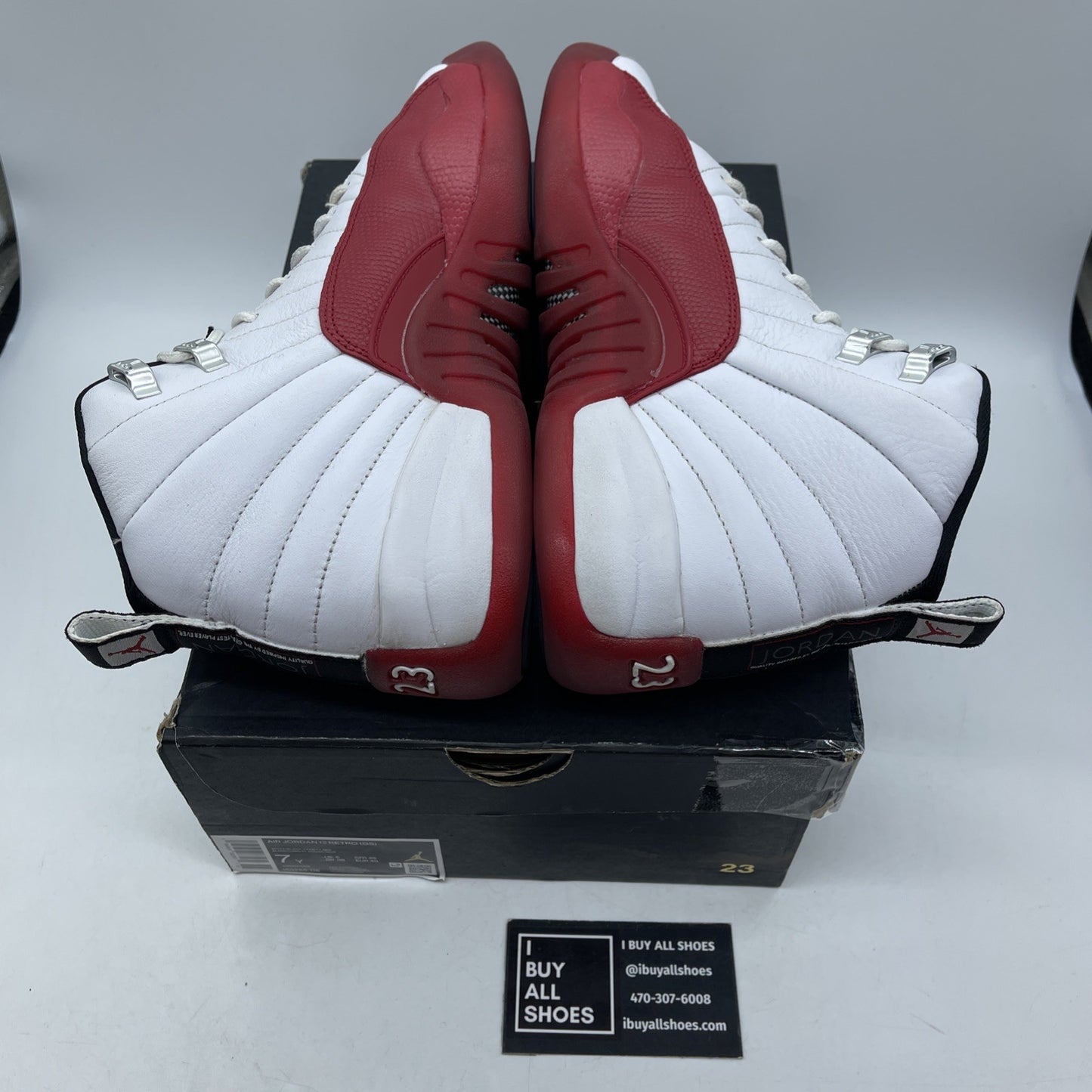 Size 7Y- Jordan 12 Retro 2023 Mid Cherry White Red Leather (153265-116)