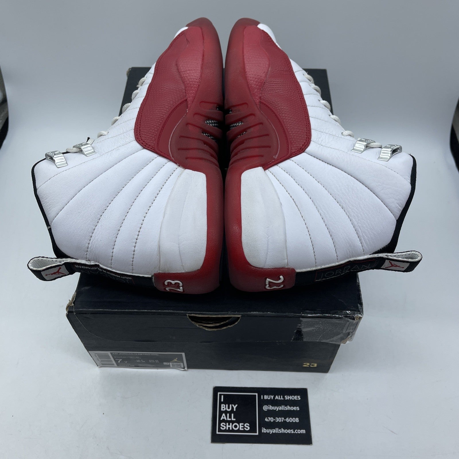 Size 7Y- Jordan 12 Retro 2023 Mid Cherry White Red Leather (153265-116)