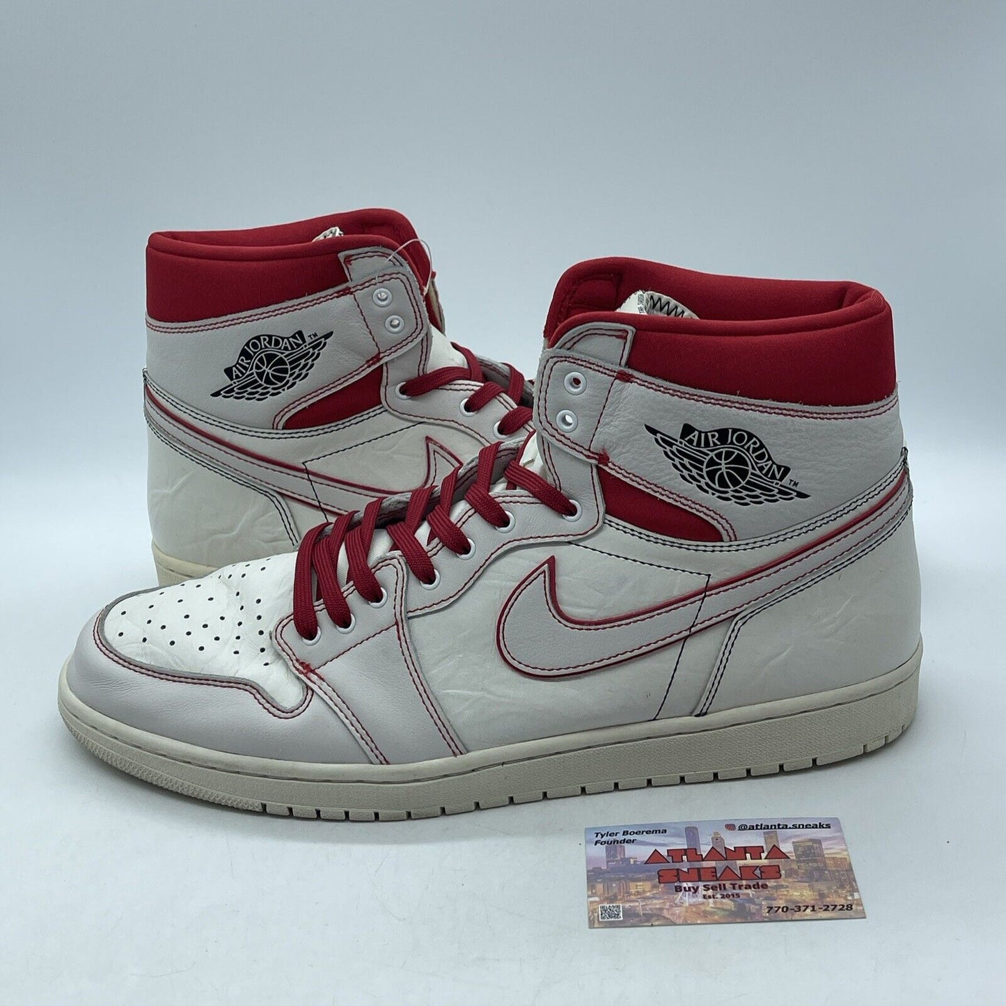 Size 15 - Air Jordan 1 Retro OG High Phantom Red Suede Tan Leather (555088-160)