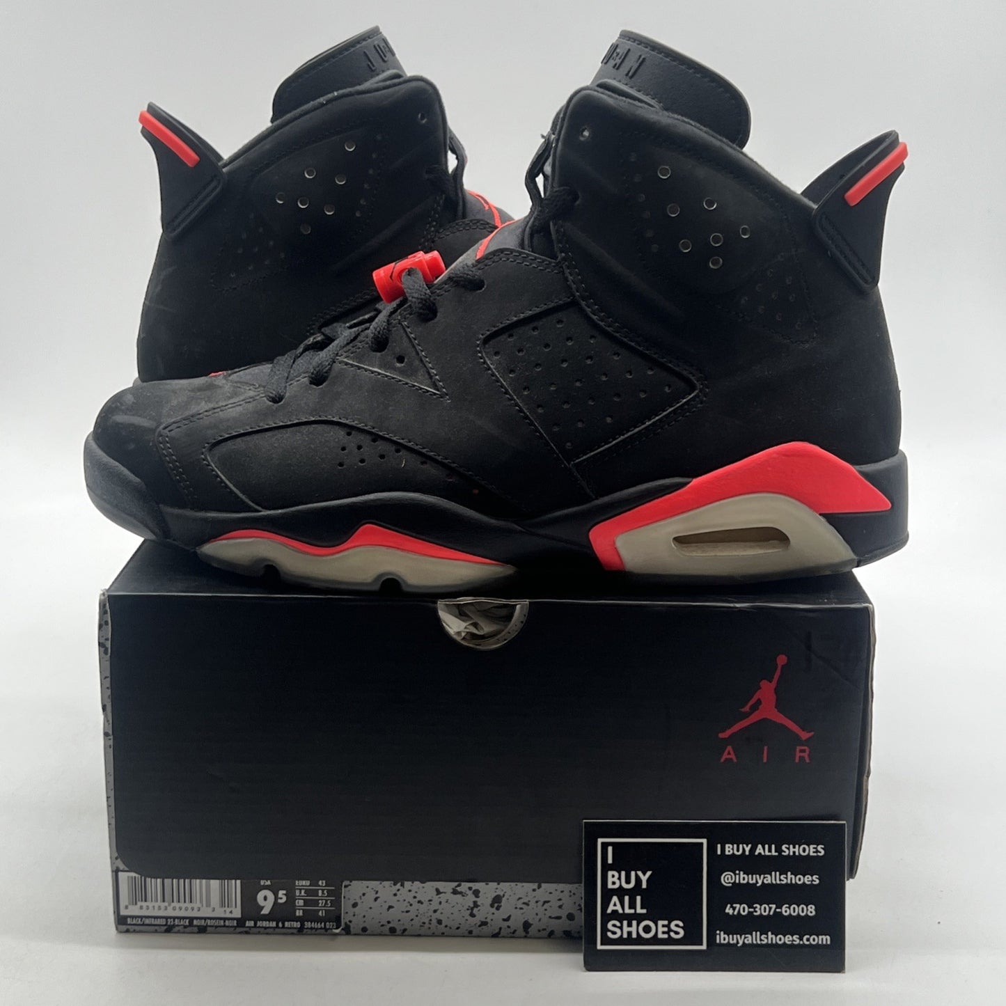 Size 9.5 - Air Jordan 6 Retro Infrared Black 2014 (384664-023)
