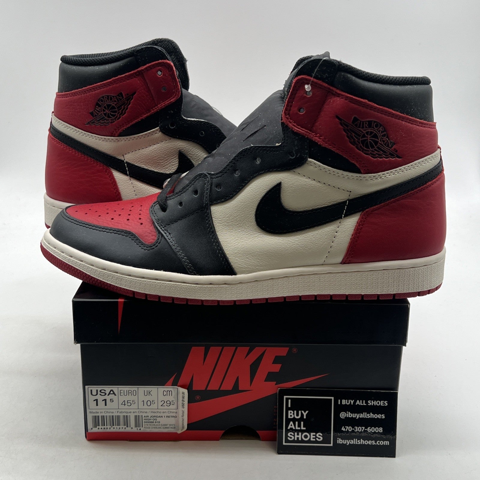 Size 11.5 - Air Jordan 1 Retro OG High Bred Toe (555088-610)