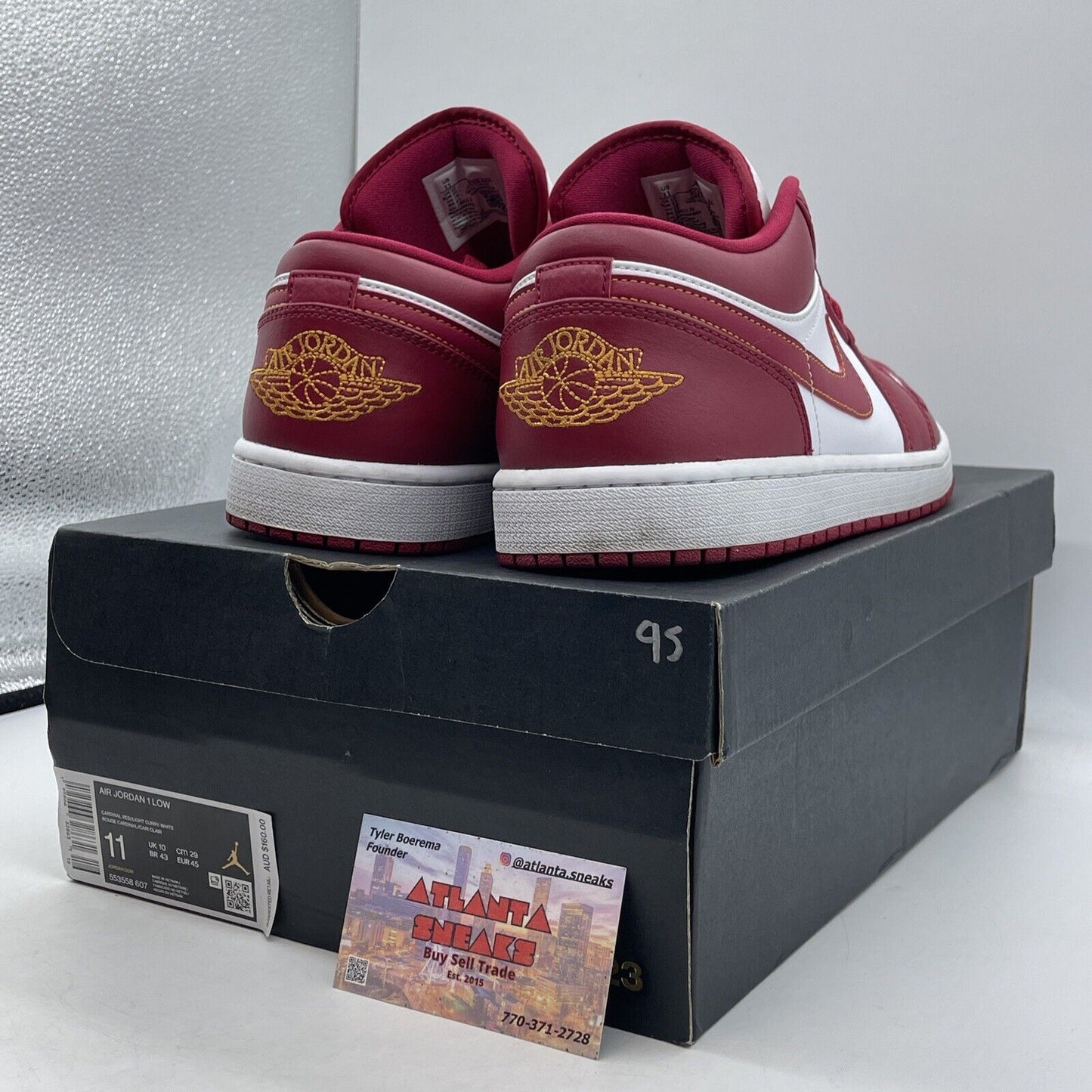 Size 11 - Jordan 1 Low Cardinal Red 2022 White Yellow Leather (553558-607)