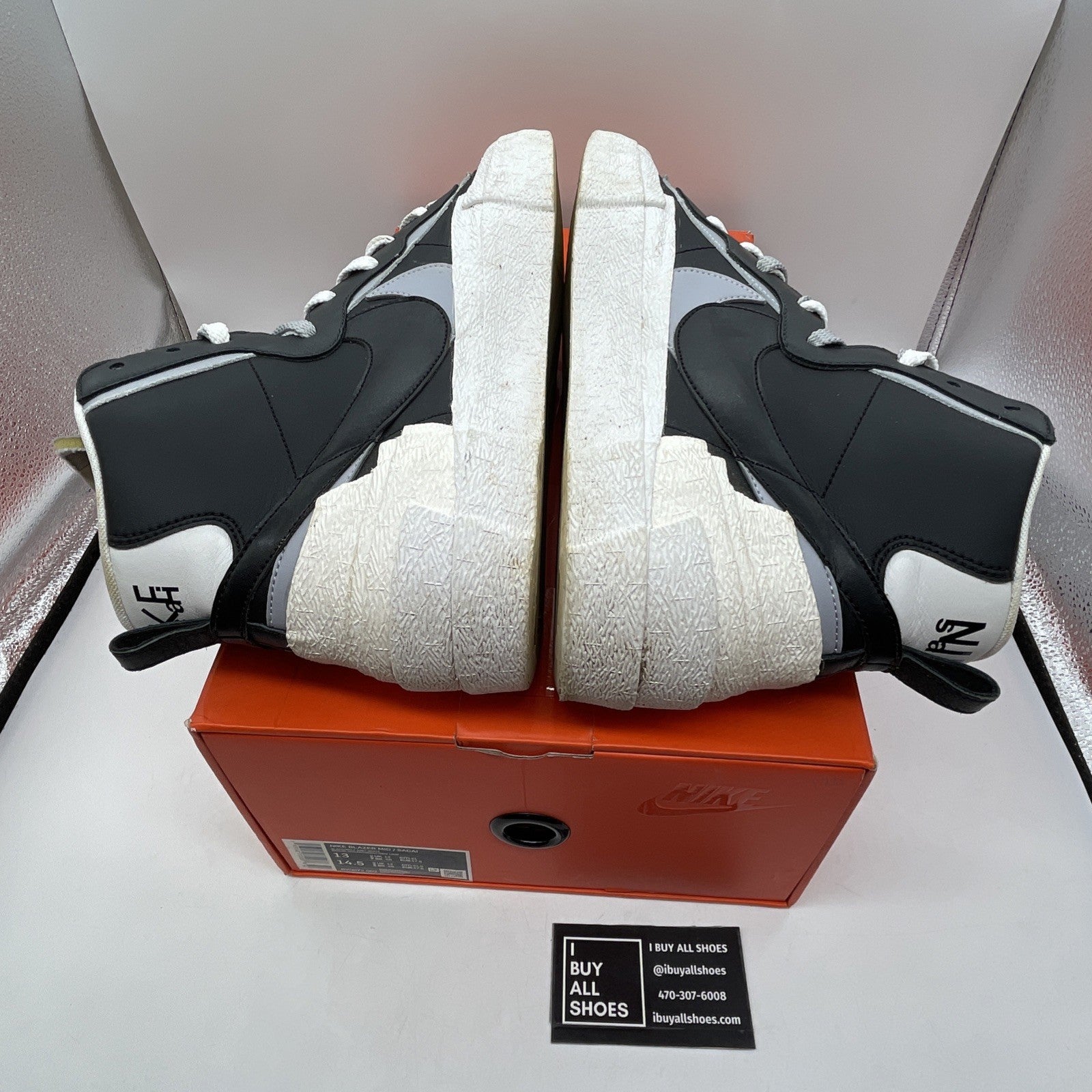 Size 13 - sacai x Nike Blazer Mid Black Grey (BV0072-002)