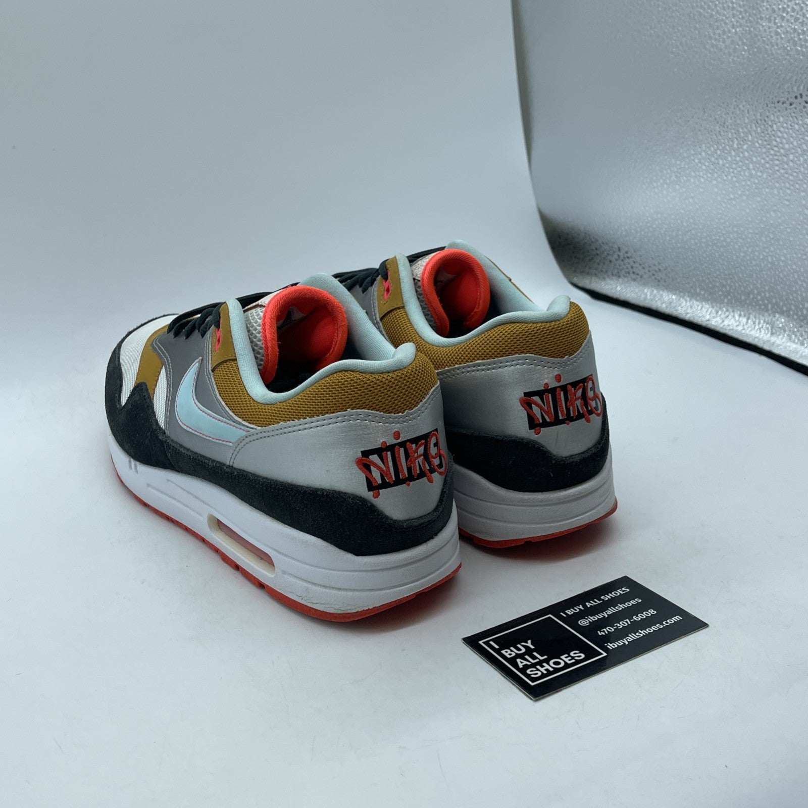 Size 11.5 - Nike Air Max 1 Graffiti Black White Grey Suede Leather (CZ8138-100)