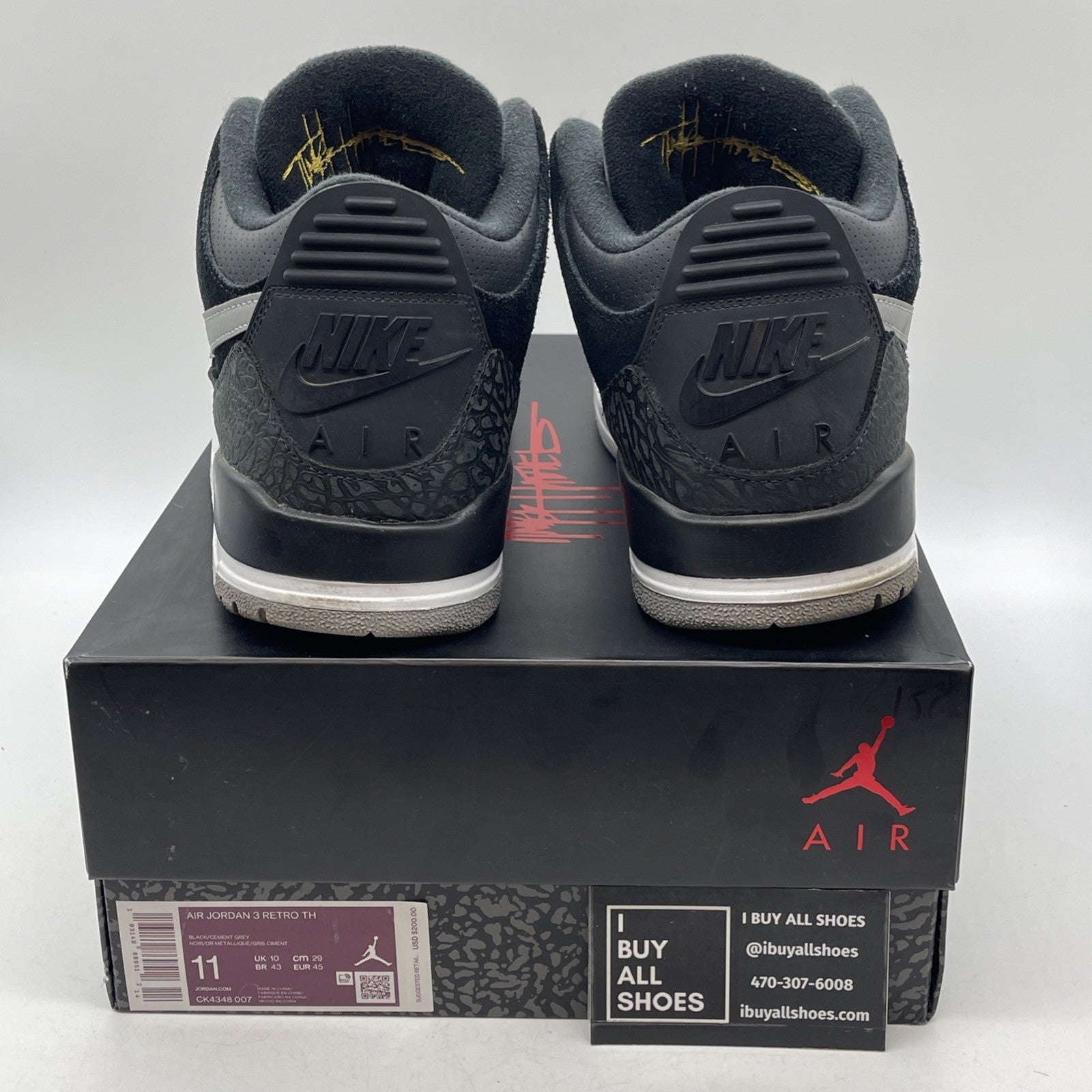 Size 11 - Air Jordan 3 Retro Tinker SP Black Cement 2019 (CK4348-007)