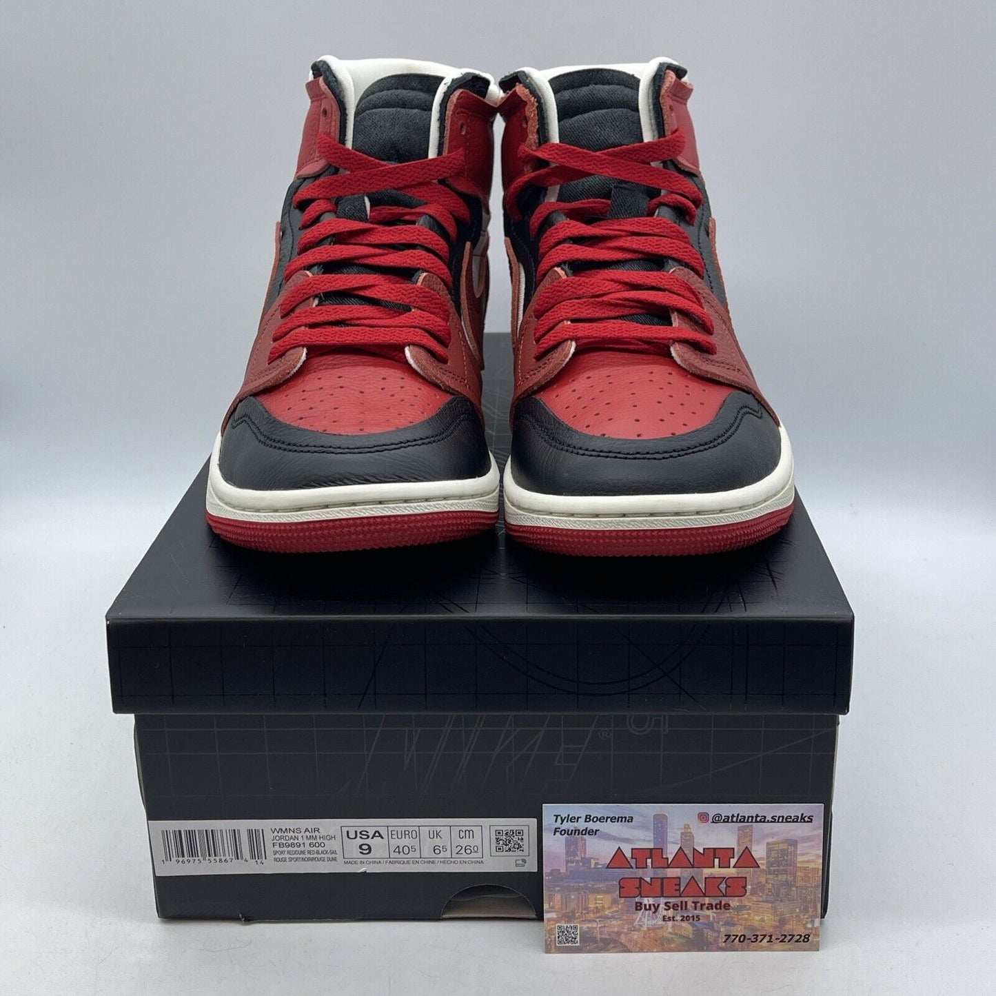 Size 9W - Air Jordan 1 Method of Make High Sport Red Black Leather (FB9891-600)