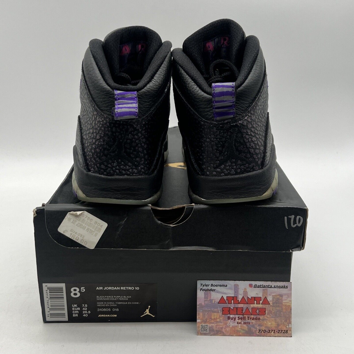 Size 8.5 - Air Jordan 10 Retro Paris Black Purple Leather (310805-018)