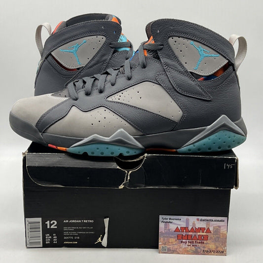 Size 12 - Air Jordan 7 Retro Barcelona Days Grey Blue Orange Suede (304775-016)