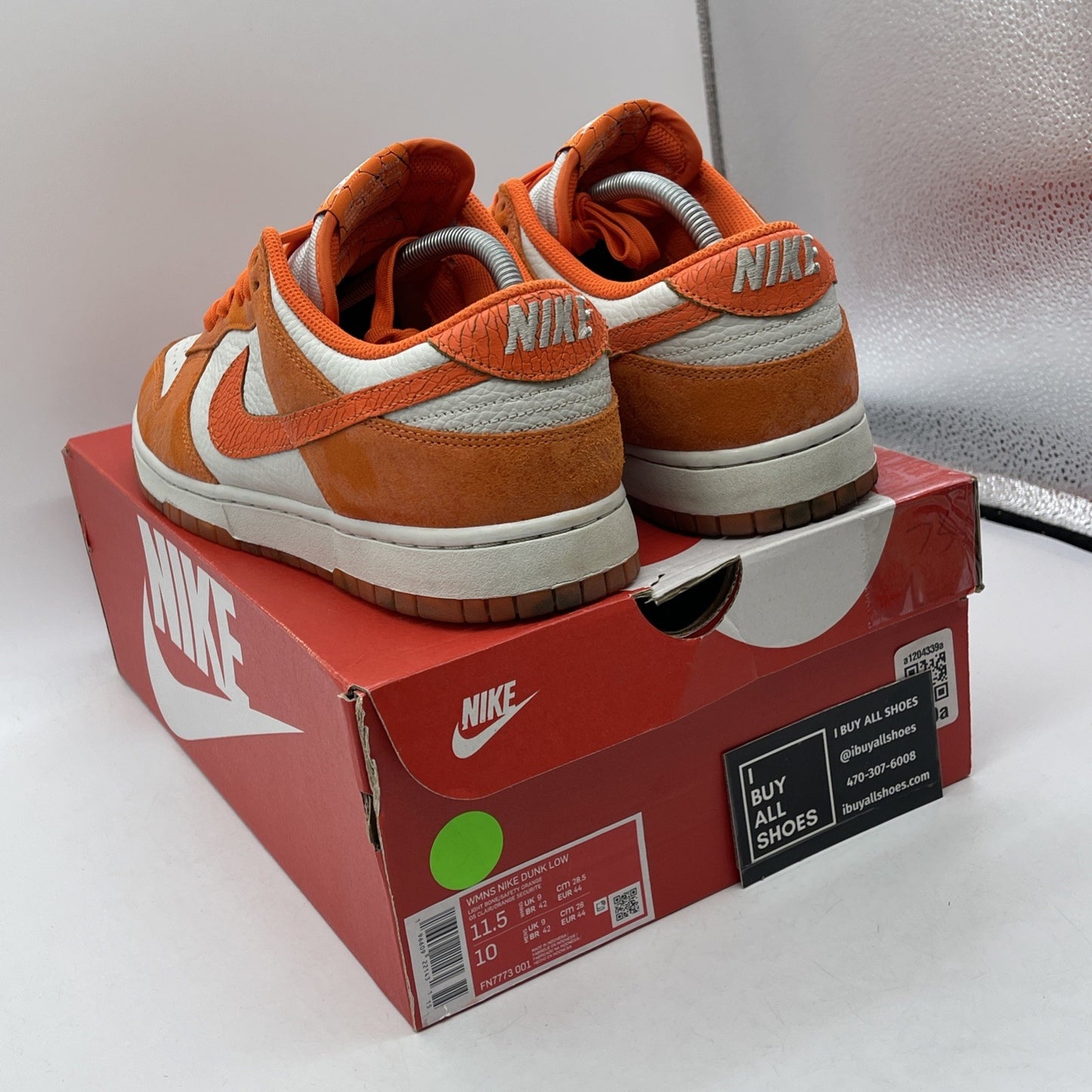 Size 11.5W - Nike Dunk Low Cracked Orange White Suede Leather (FN7773-001)