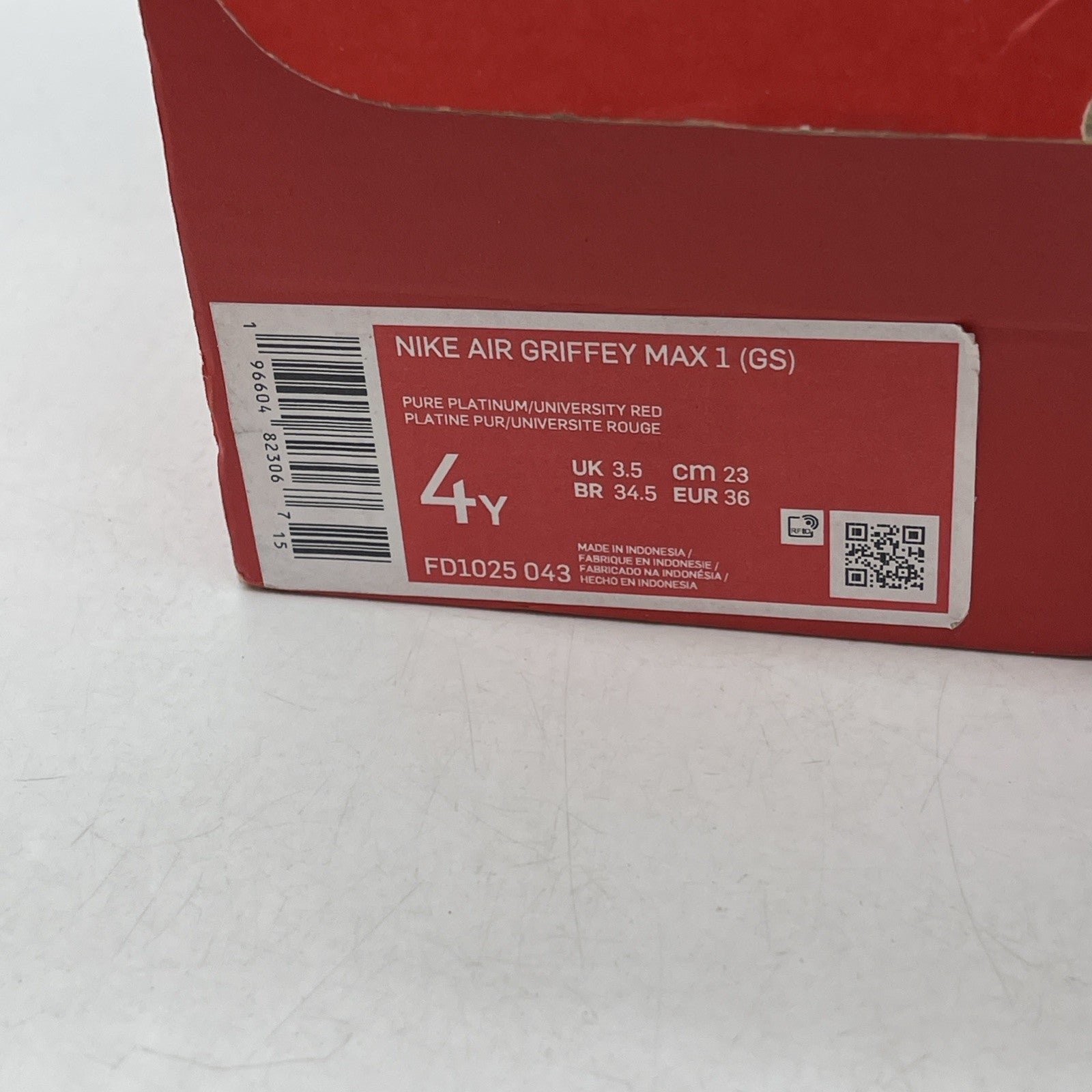 Size 4Y (GS) - Nike Air Griffey Max I Mid Rouge (FD1025-043)