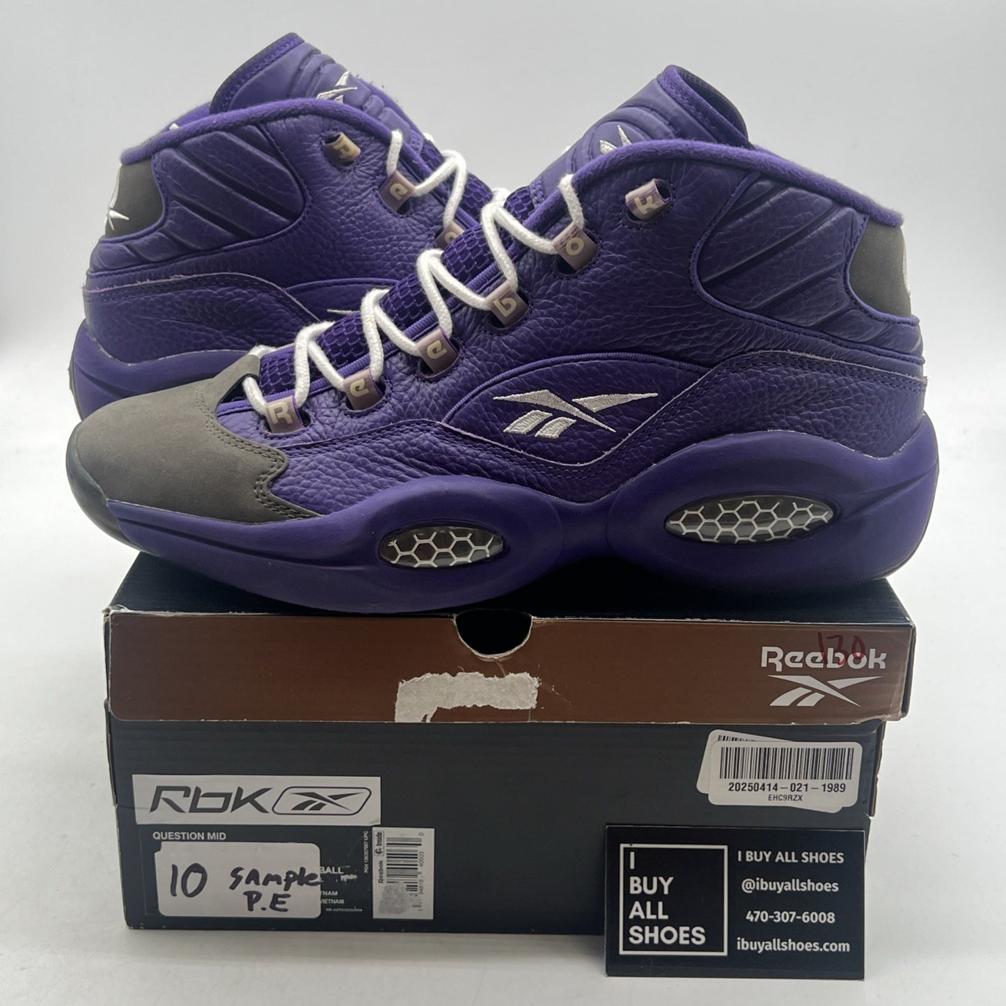 Size 10 - Reebok Question Mid Sample , Purple Grey (BB0216)