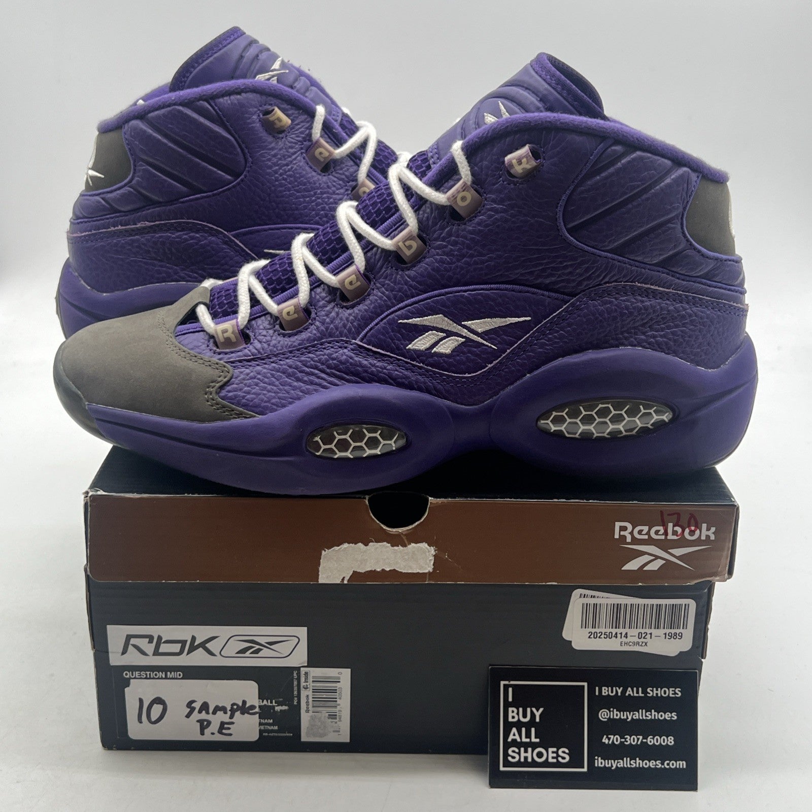 Size 10 - Reebok Question Mid Sample , Purple Grey (BB0216)
