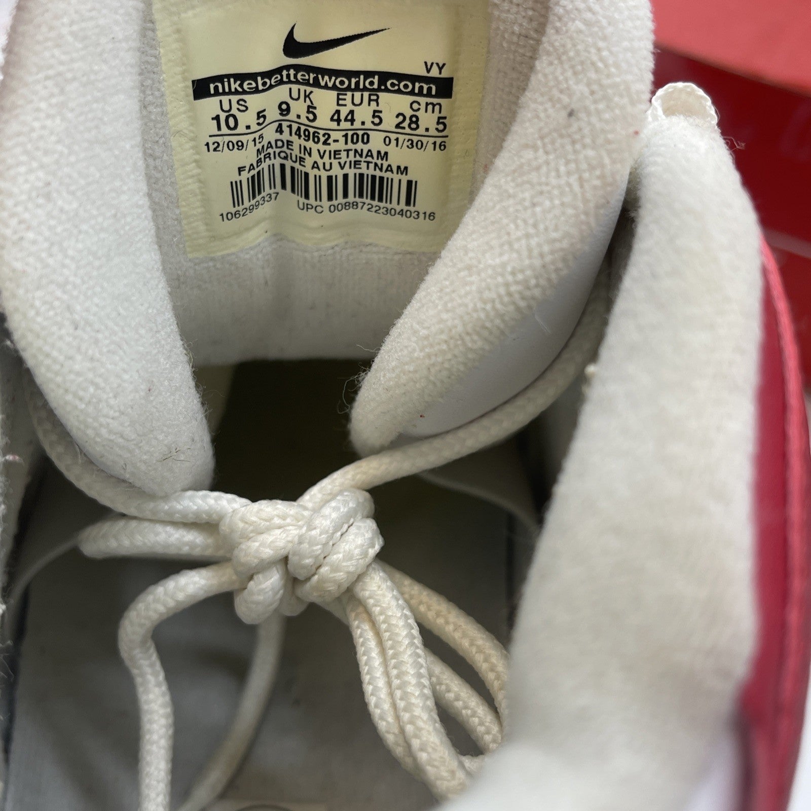 Size 10.5 - Nike Air More Uptempo White Red Leather (414962-100)