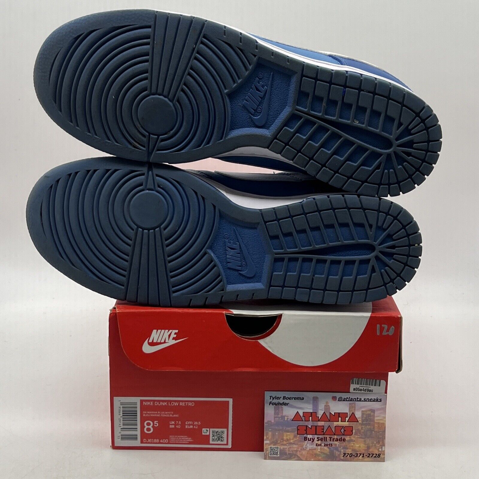 Size 8.5 - Nike Dunk Low Dark Marina Blue White Leather (DJ6188-400)