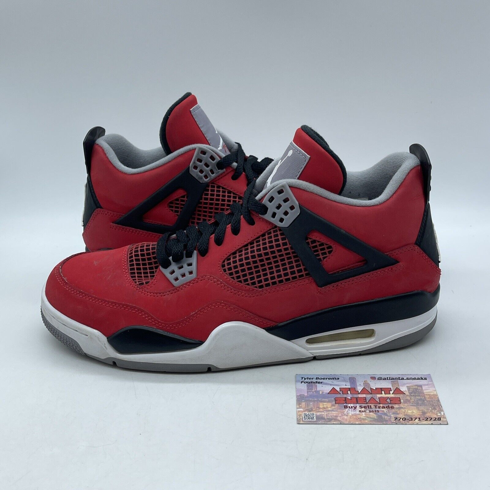 Size 10 - Jordan 4 Retro Toro Bravo 2013 Red Suede Black White (308497-603)