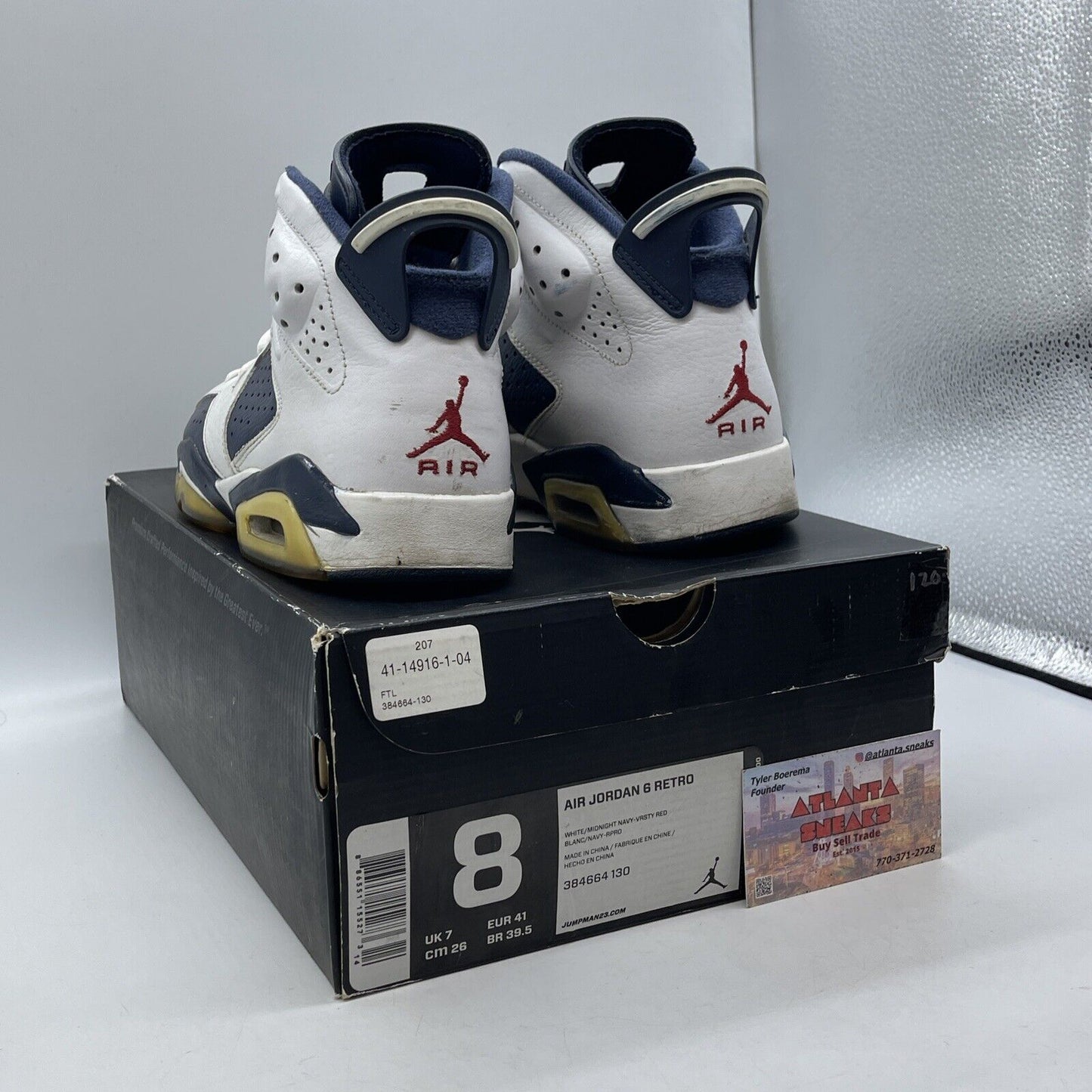 Size 8 - Air Jordan 6 Retro 2012 Olympic Blue White Leather (384664-130)