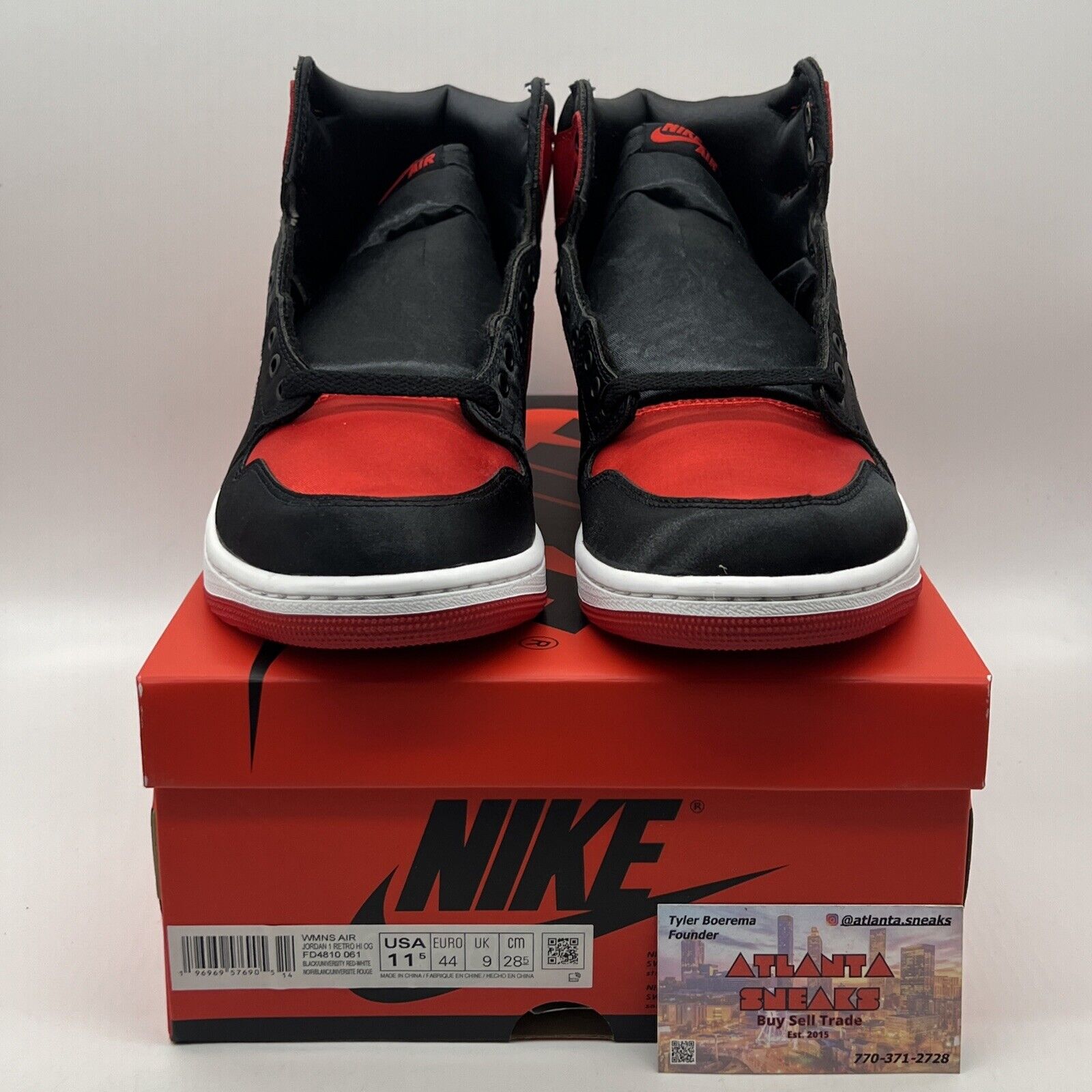 Size 11.5 - Air Jordan 1 Retro OG 2023 Satin Bred W Black Red White (FD4810-061)