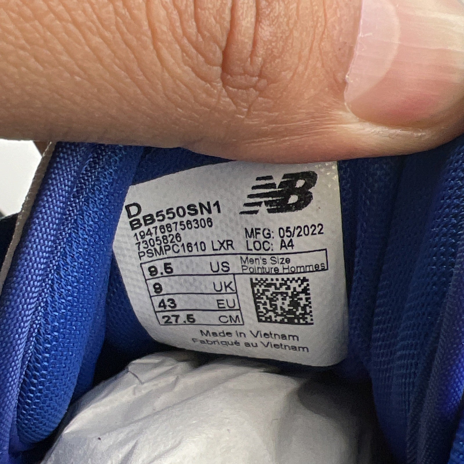 Size 9.5 - New Balance 550 White Team Royal (BB550SN1)