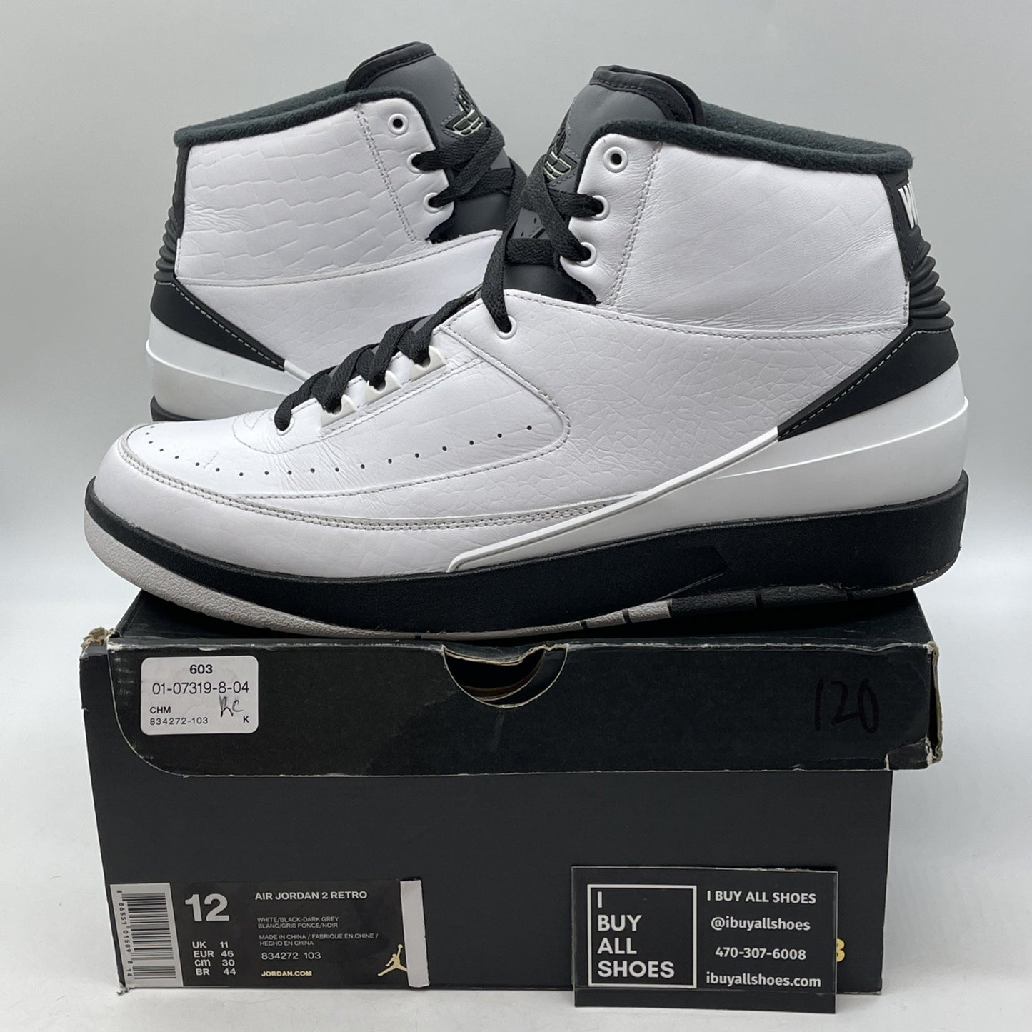 Size 12 - Air Jordan 2 Retro Wing It Black White Leather (834272-103)