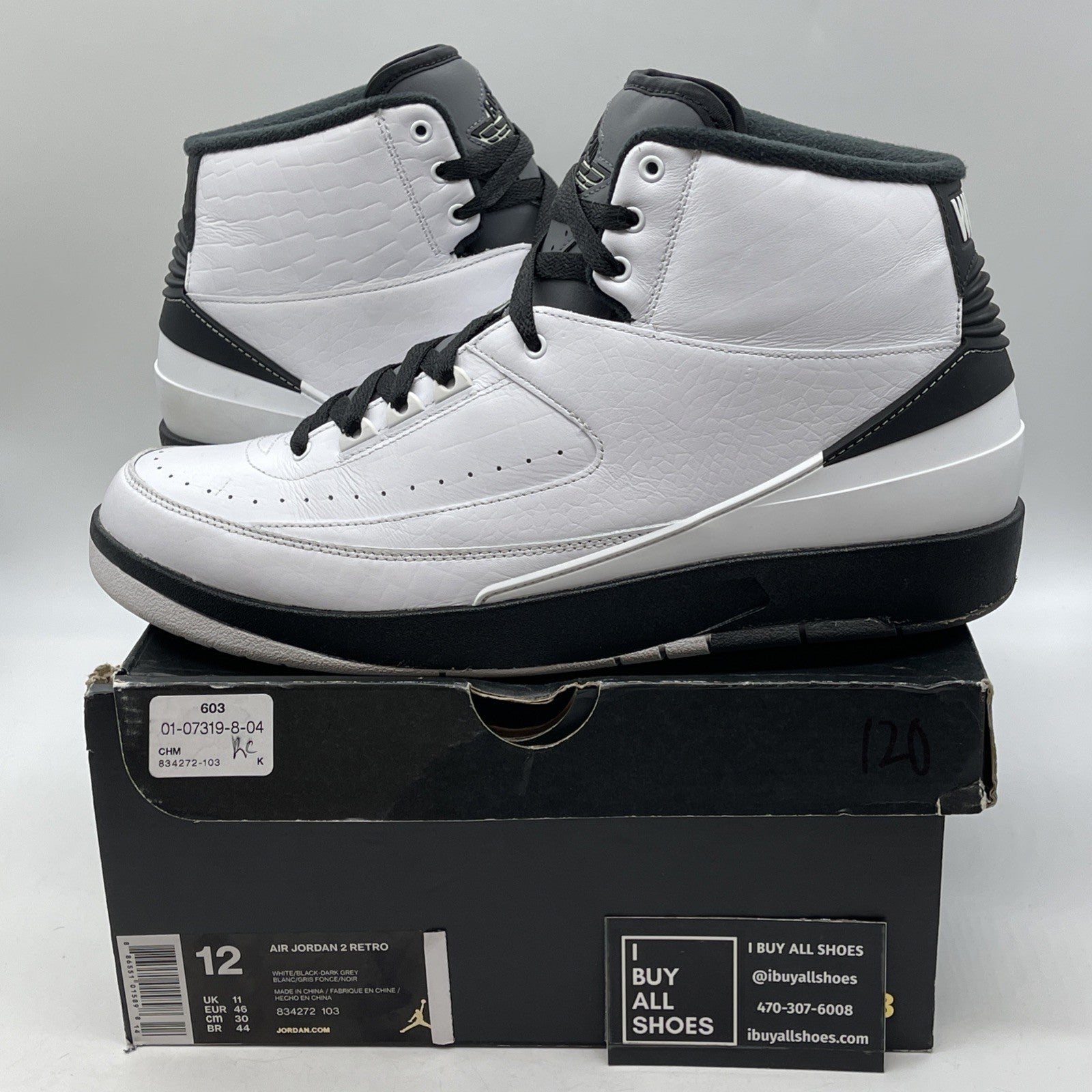 Size 12 - Air Jordan 2 Retro Wing It Black White Leather (834272-103)