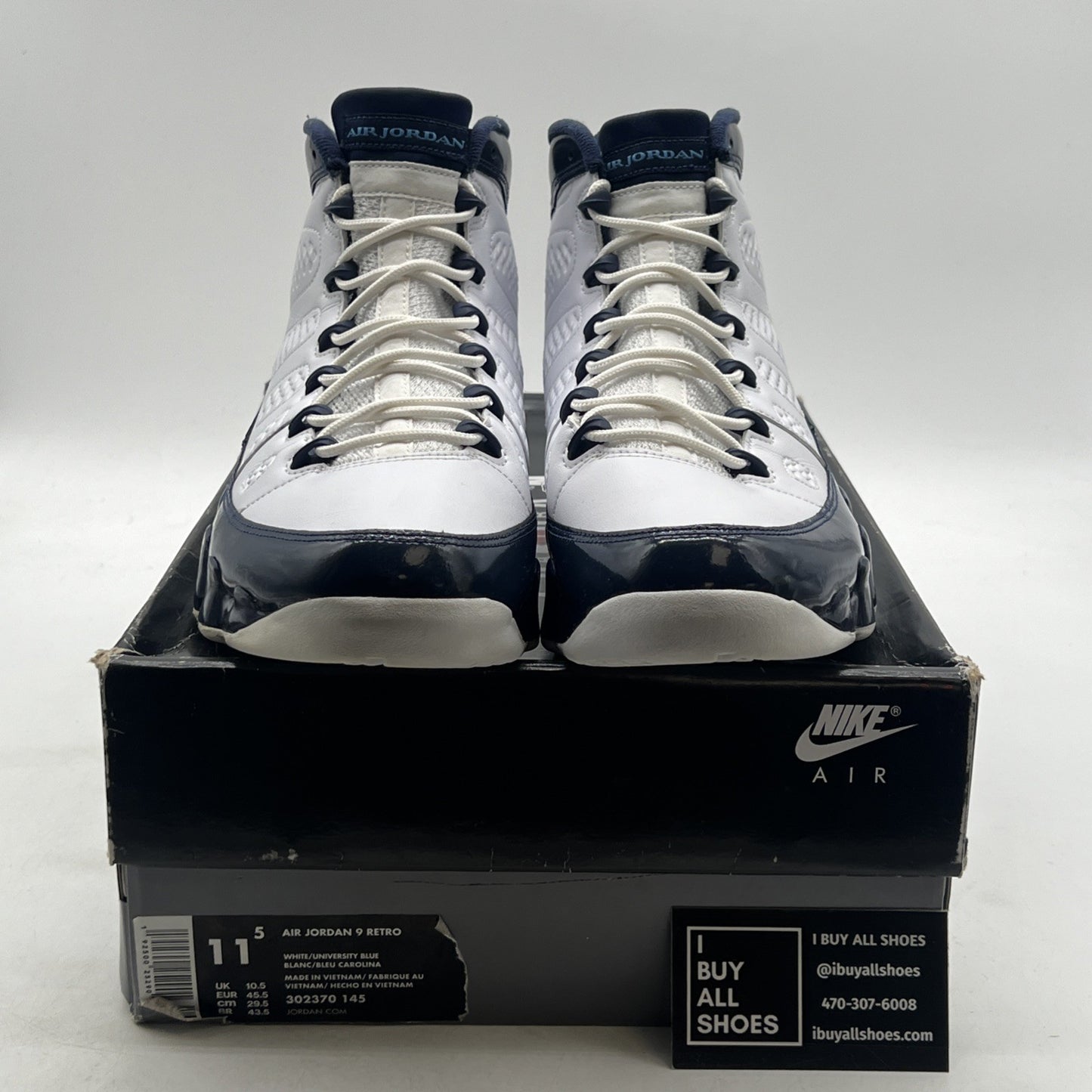 Size 11.5 - Air Jordan 9 Retro UNC (302370-145)
