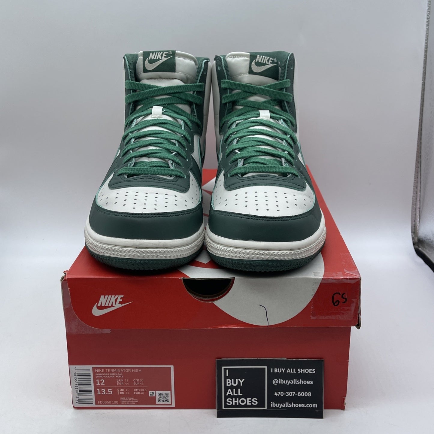 Size 12 - Nike Terminator High Noble Green White Leather (FD0650-100)